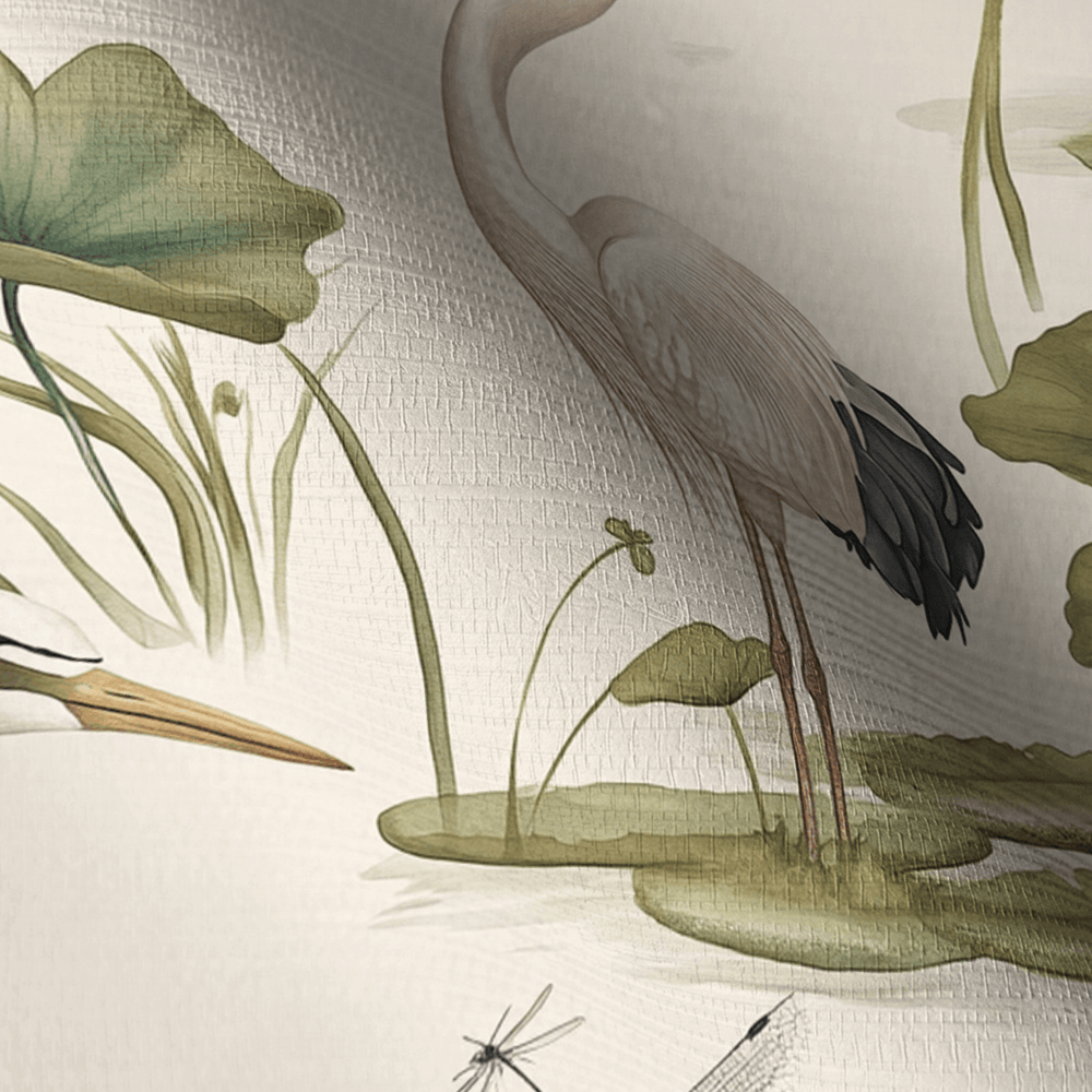 Silent Lilypond Faux Grasscloth Wallpaper - Painted Paper
