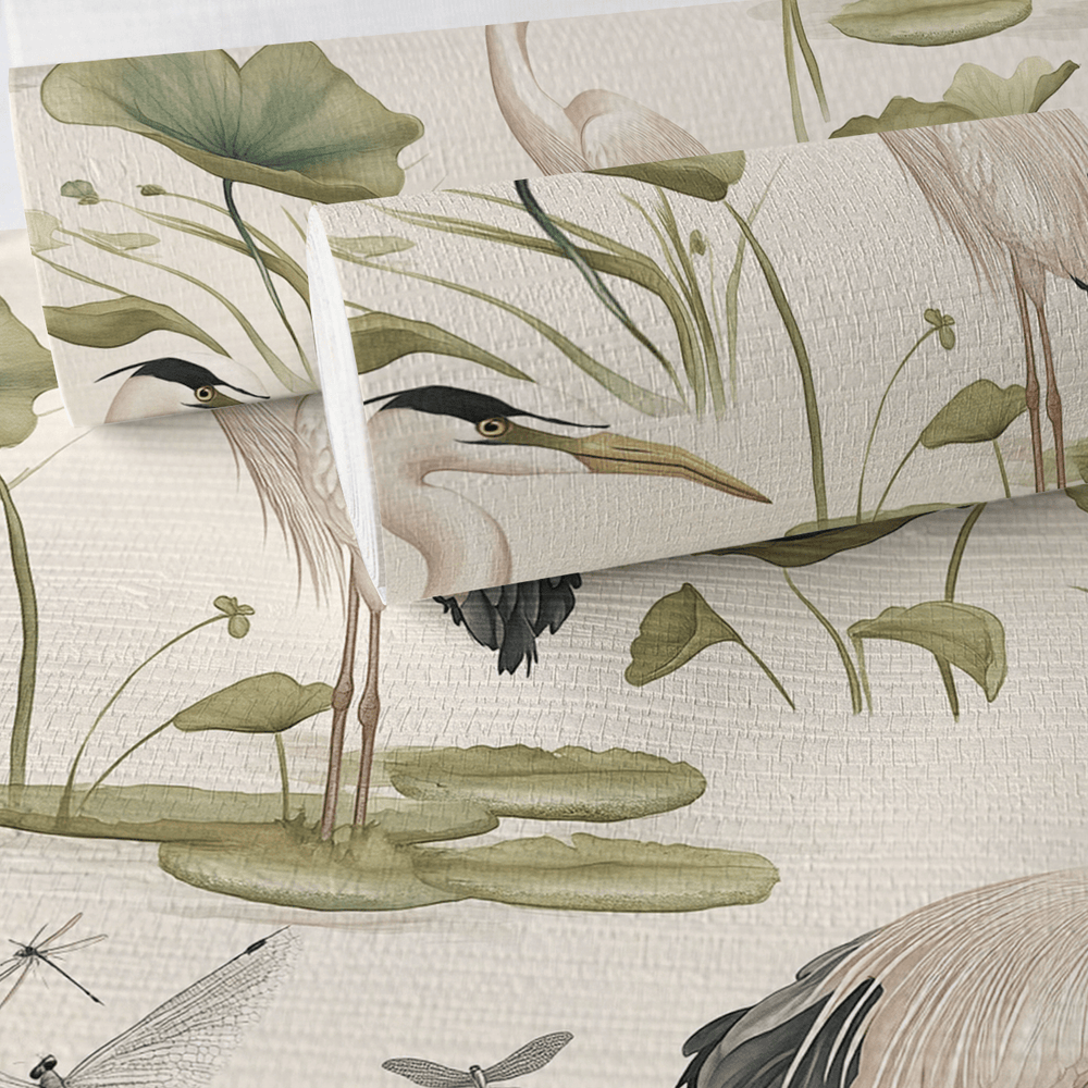 Silent Lilypond Faux Grasscloth Wallpaper - Painted Paper