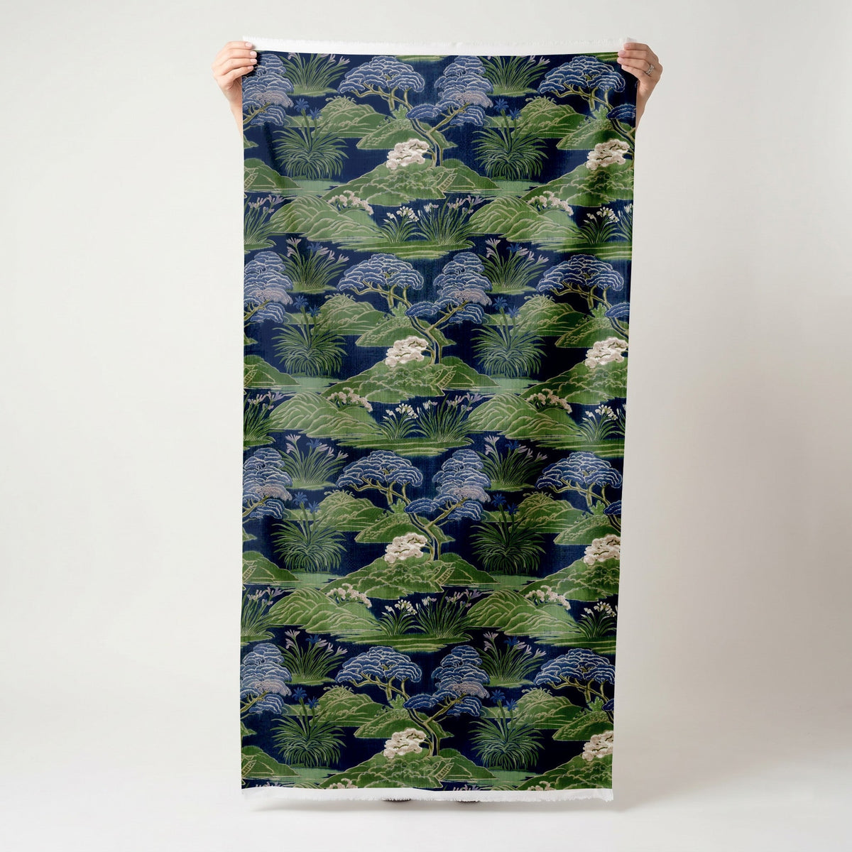 Skipping Stone - Navy - Fabric - Painted Paper