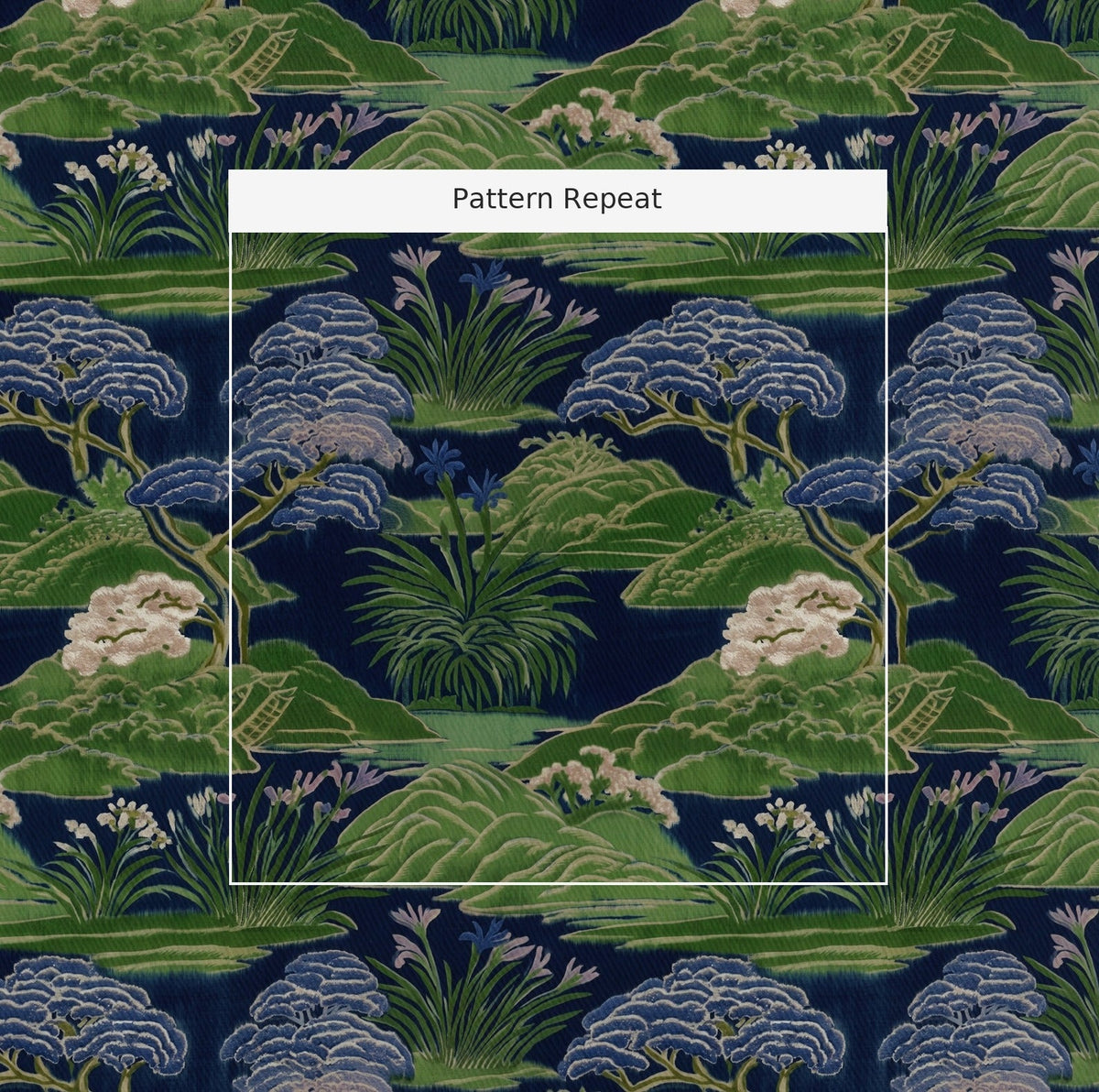 Skipping Stone - Navy - Fabric - Painted Paper