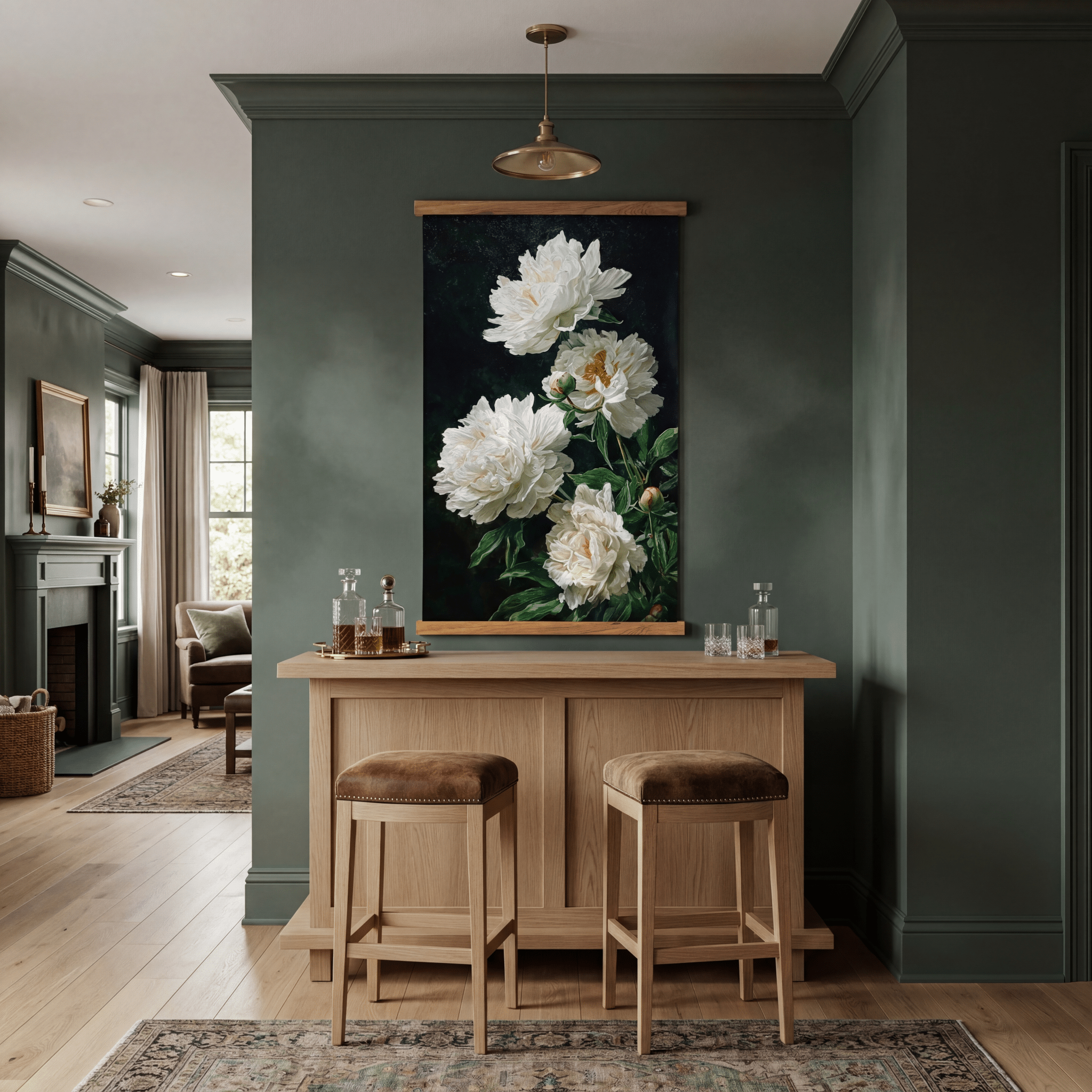 Snowy Peonies - Tapestry - Painted Paper