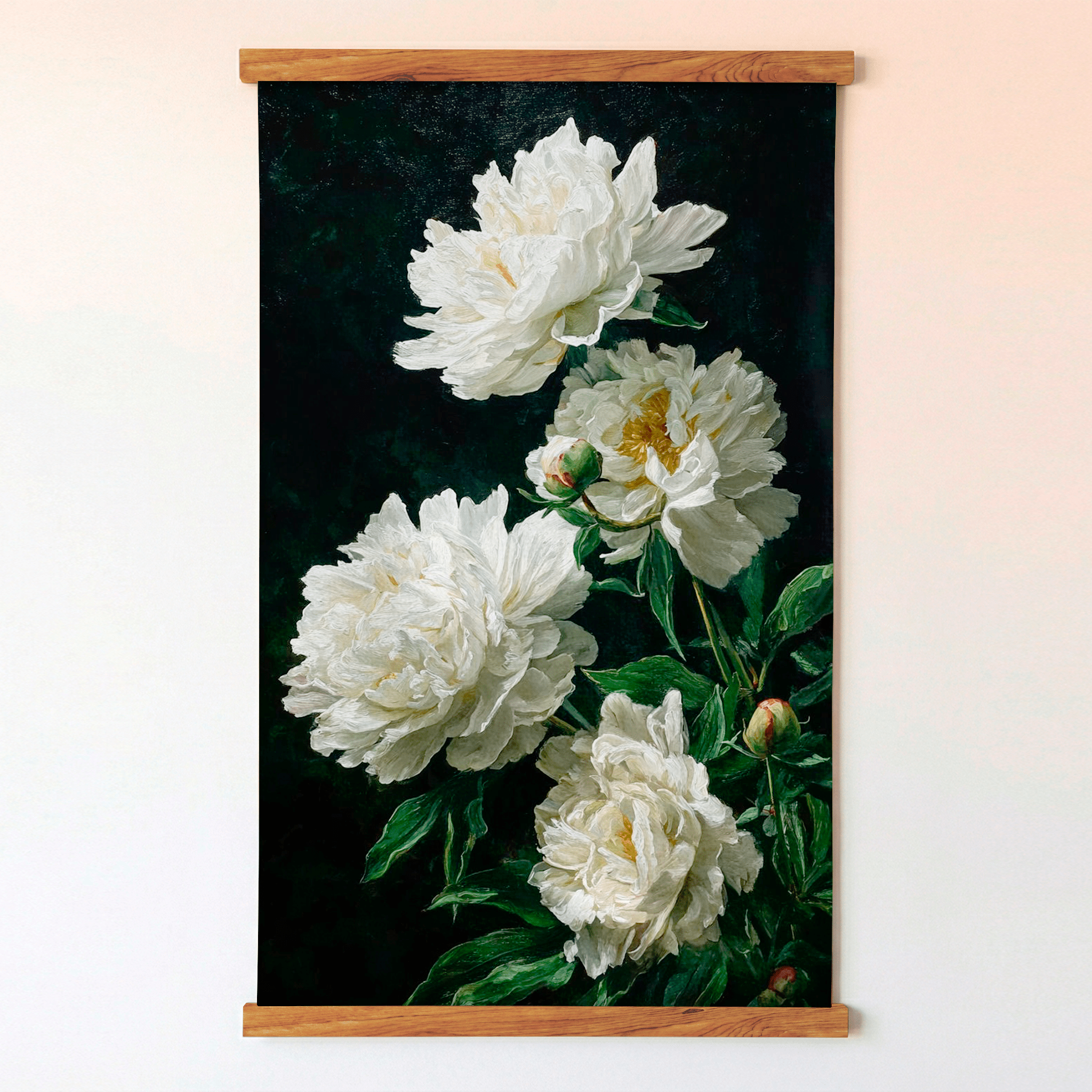 Snowy Peonies - Tapestry - Painted Paper