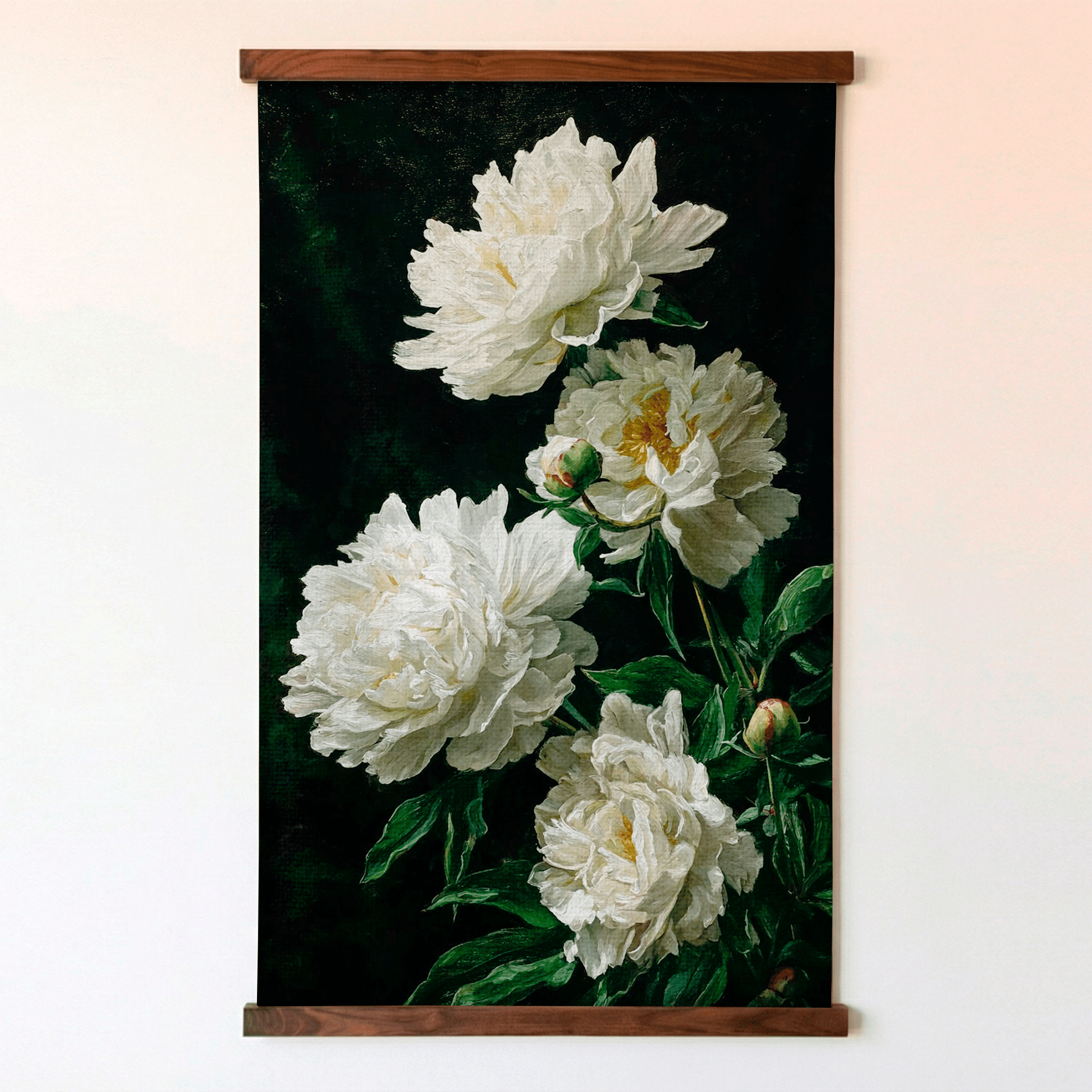 Snowy Peonies - Tapestry - Painted Paper