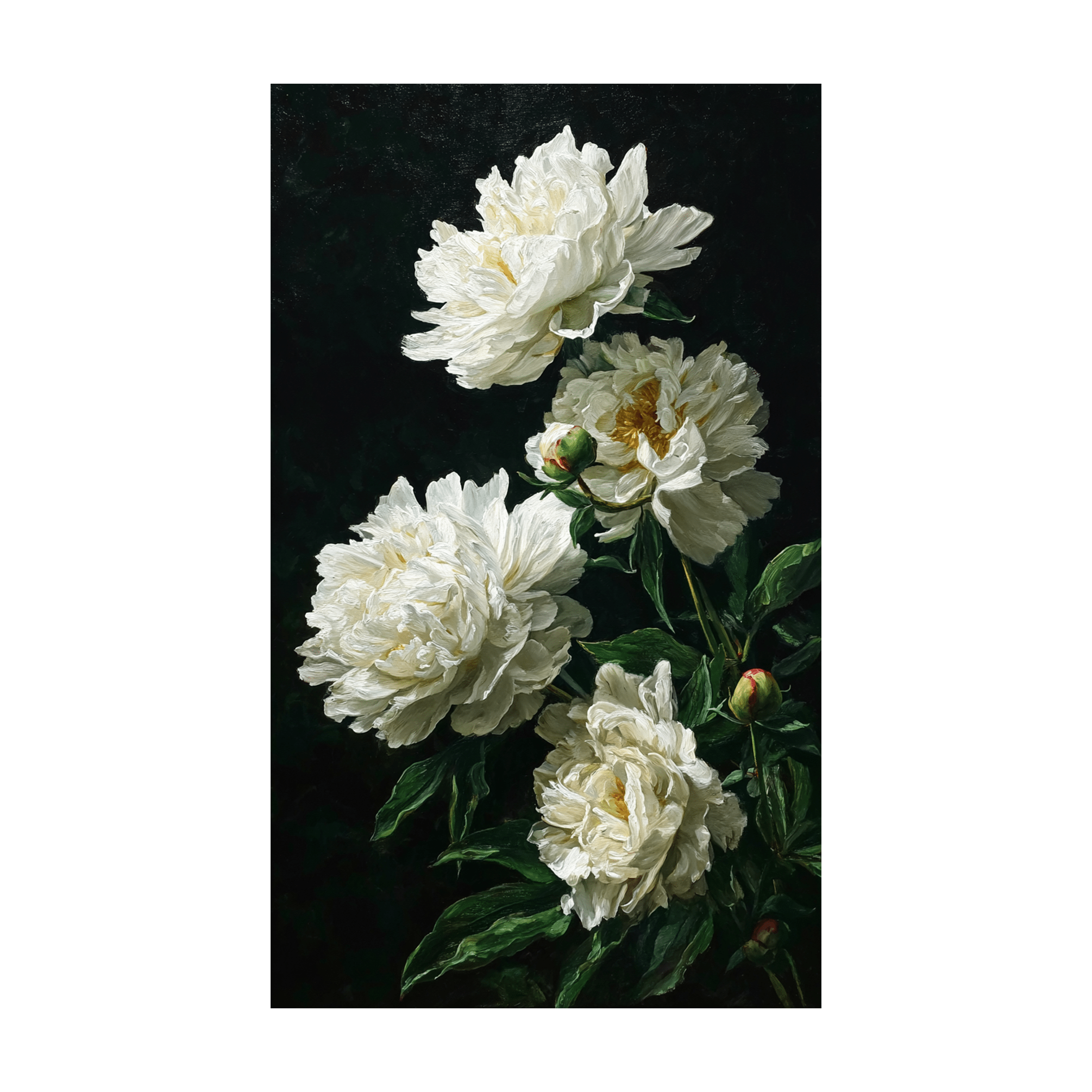 Snowy Peonies - Tapestry - Painted Paper