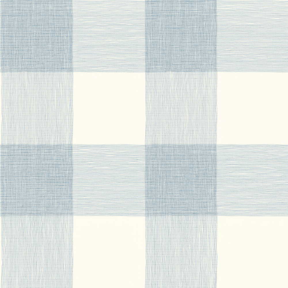 Softly Squared - Blue - Faux Grasscloth Wallpaper - Painted Paper