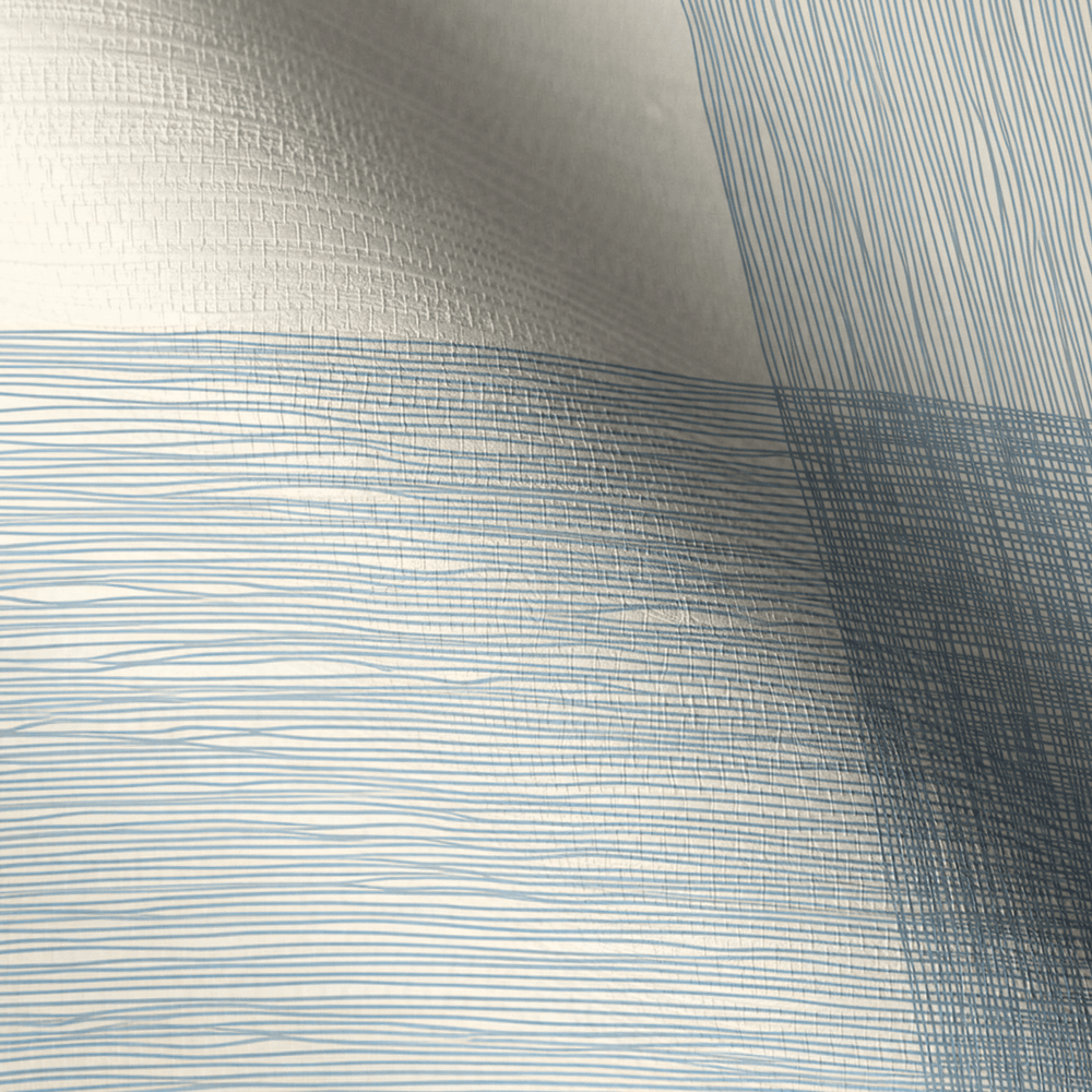 Softly Squared - Blue - Faux Grasscloth Wallpaper - Painted Paper