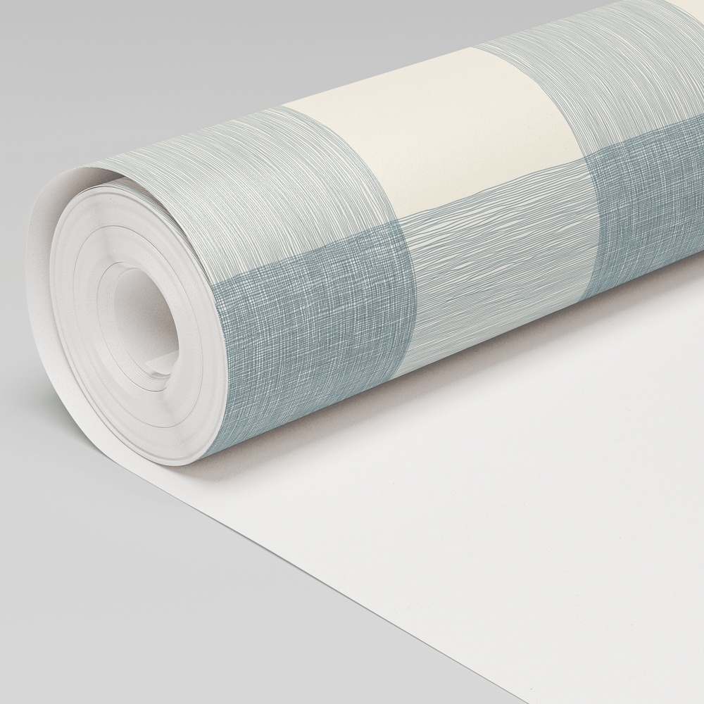 Softly Squared - Blue - Wallpaper - Painted Paper