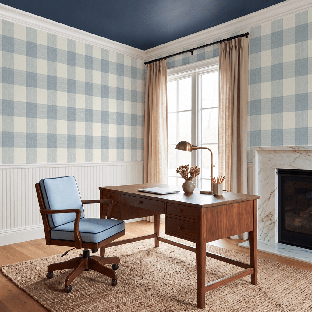 Softly Squared - Blue - Wallpaper - Painted Paper