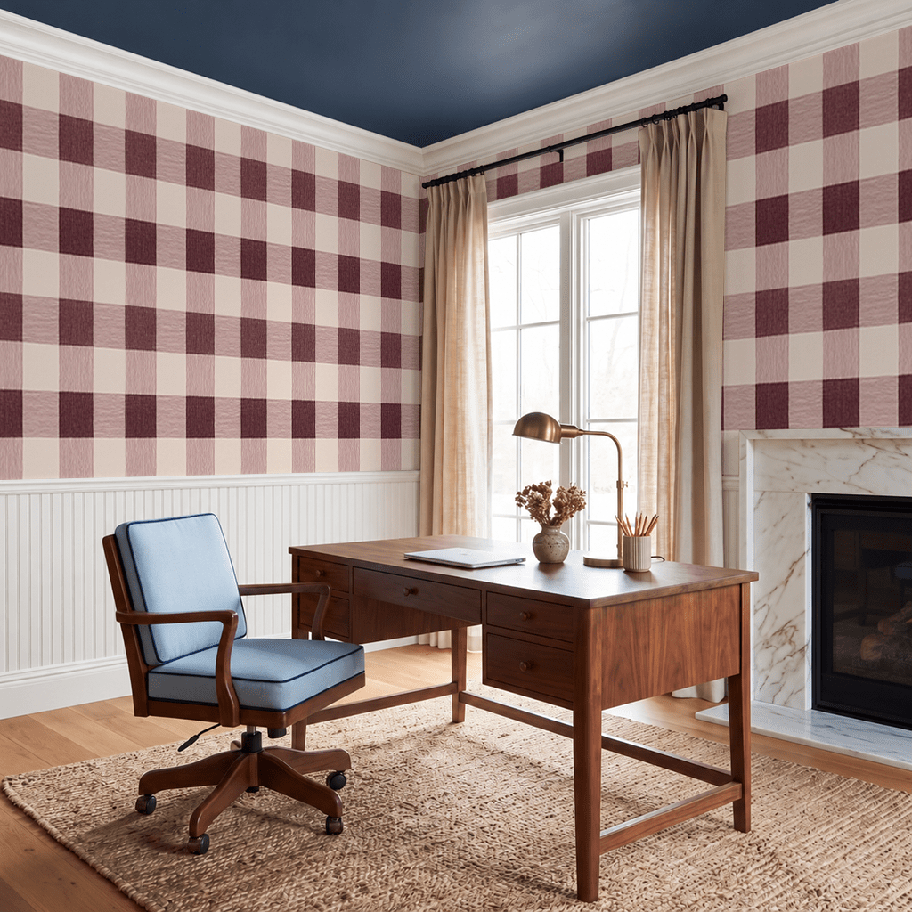 Softly Squared - Burgundy Wallpaper - Painted Paper