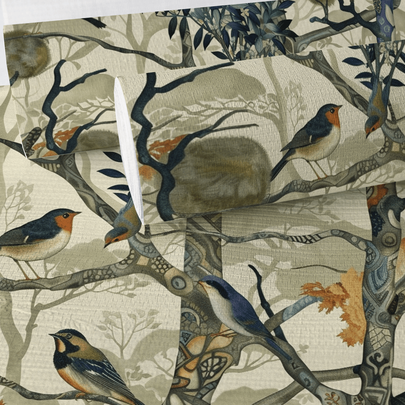 Songbird Canopy Faux Grasscloth Wallpaper - Painted Paper