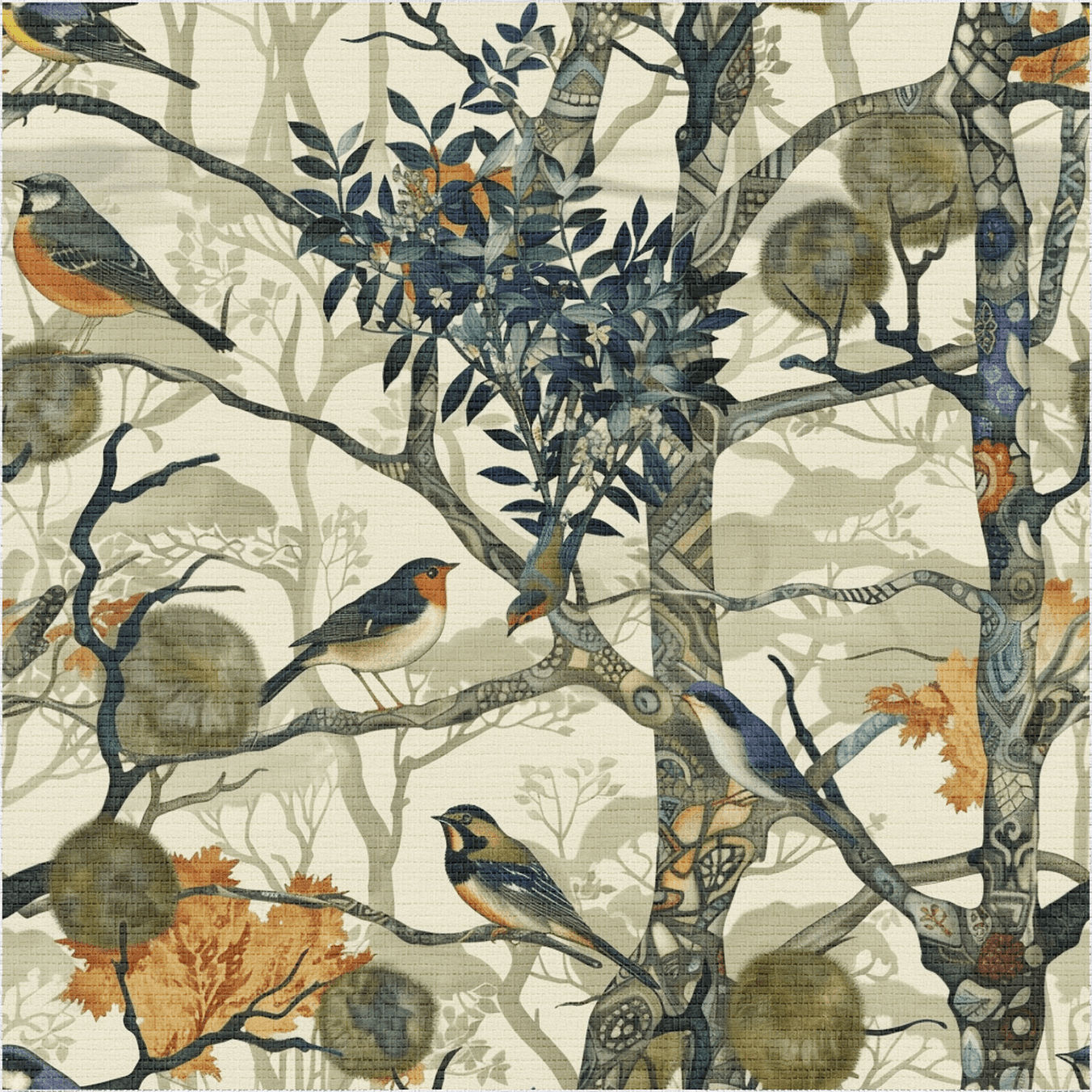 Songbird Canopy Faux Grasscloth Wallpaper - Painted Paper