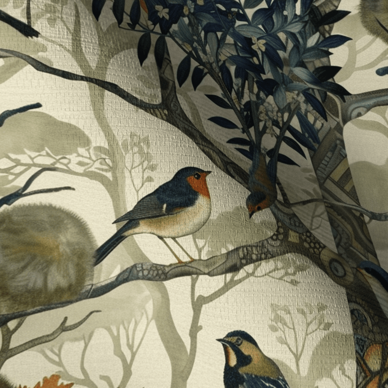 Songbird Canopy Faux Grasscloth Wallpaper - Painted Paper