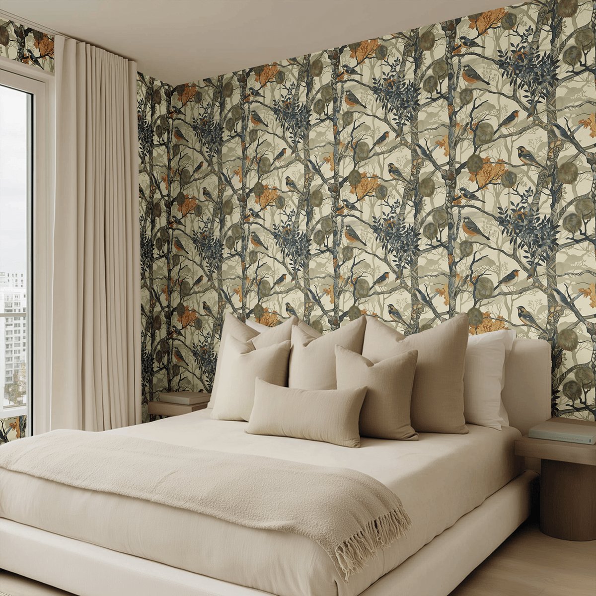 Songbird Canopy Wallpaper - Painted Paper