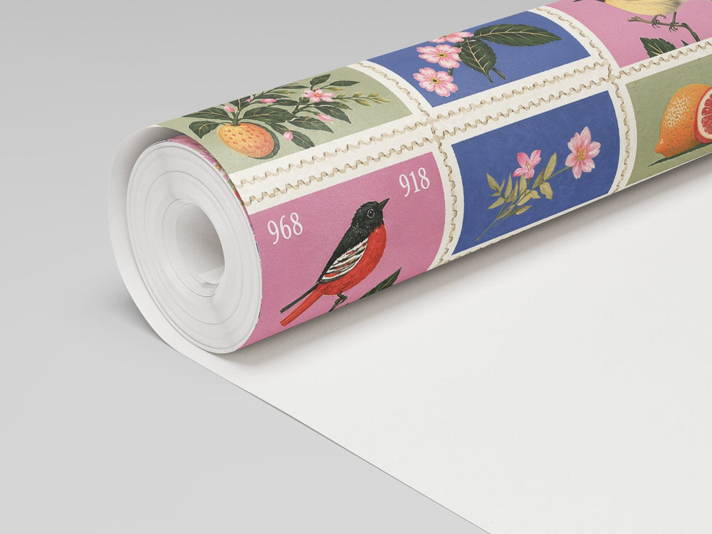 Songbird Stamps Wallpaper - Painted Paper
