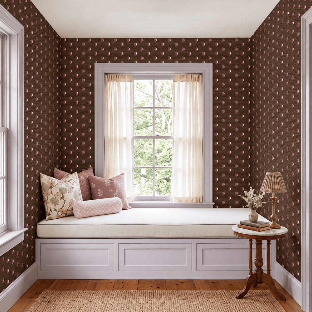Spot On - Chocolate Faux Grasscloth Wallpaper - Painted Paper