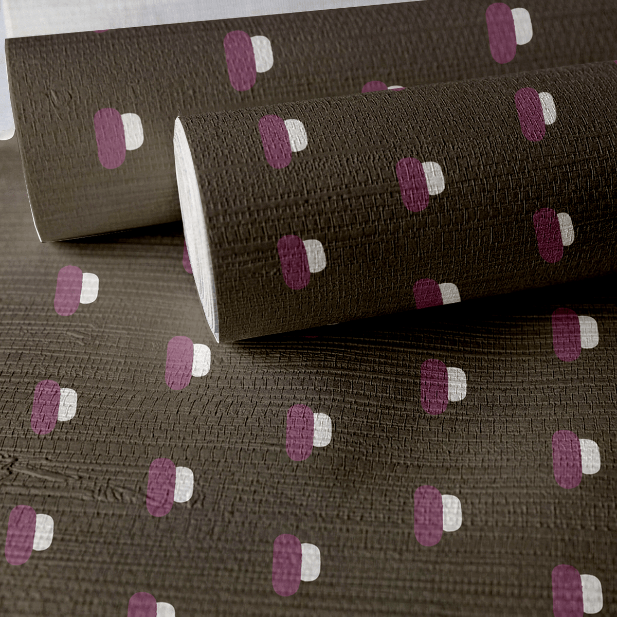 Spot On - Chocolate Faux Grasscloth Wallpaper - Painted Paper