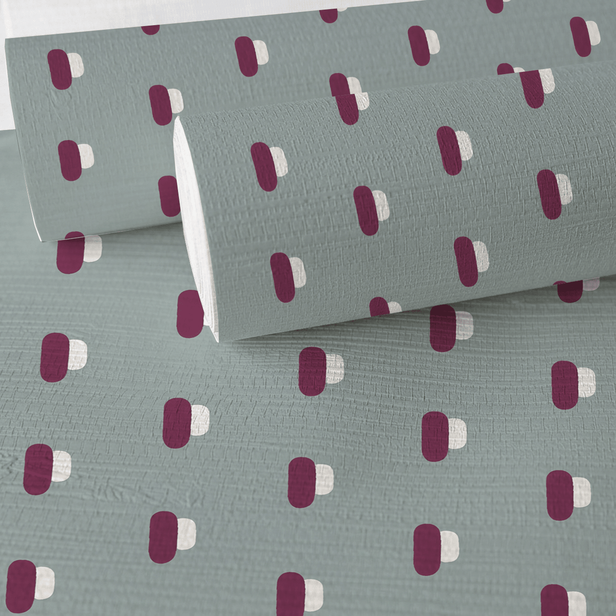 Spot On - Sage Faux Grasscloth Wallpaper - Painted Paper
