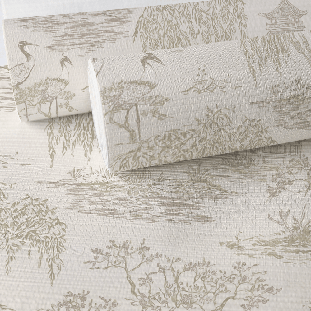 Stillwater Garden Faux Grasscloth Wallpaper - Painted Paper