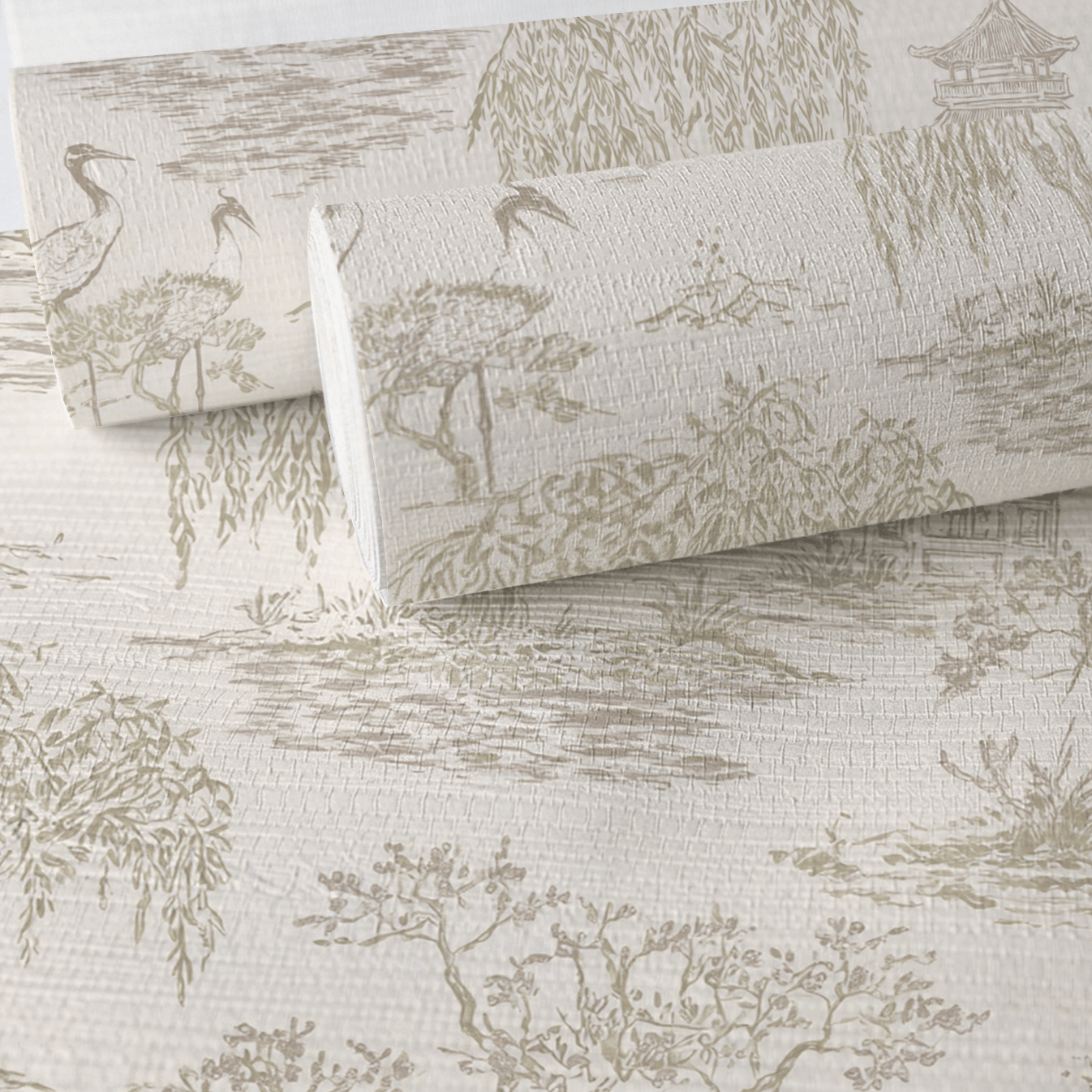 Stillwater Garden Faux Grasscloth Wallpaper - Painted Paper
