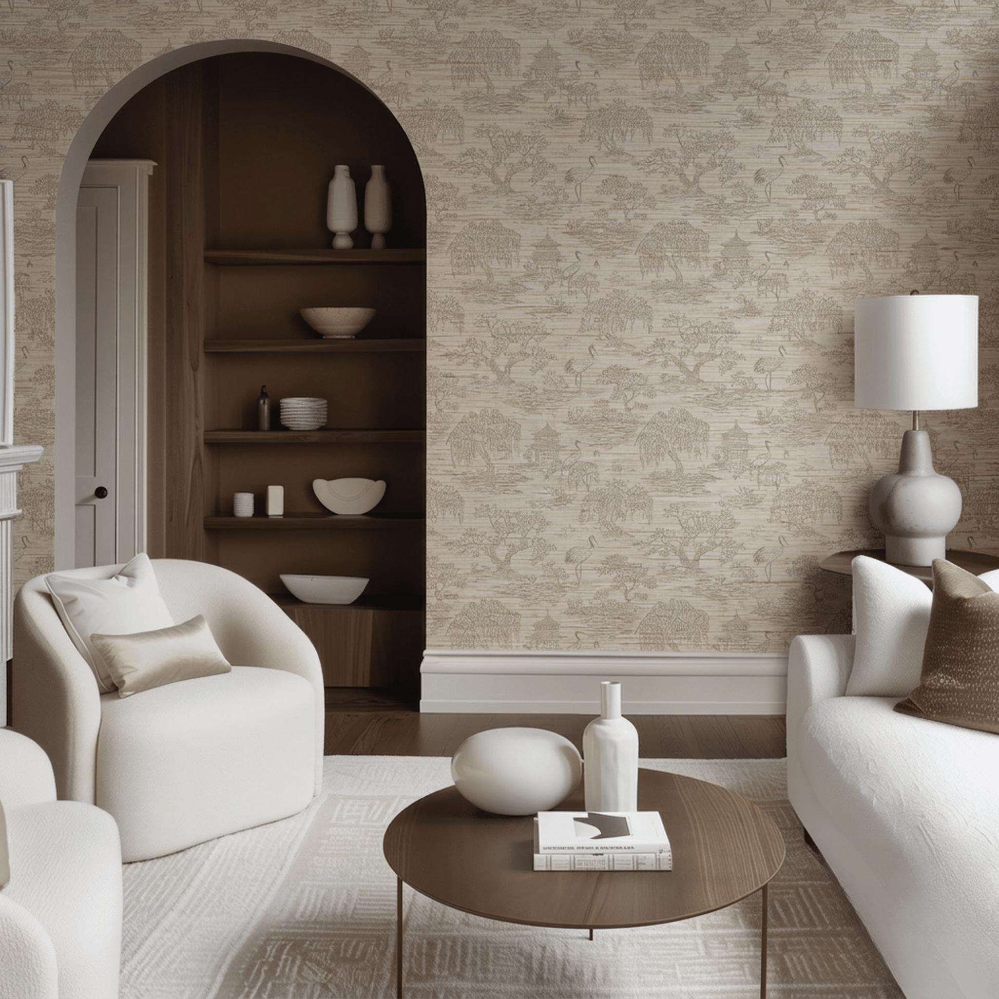Stillwater Garden Faux Grasscloth Wallpaper - Painted Paper