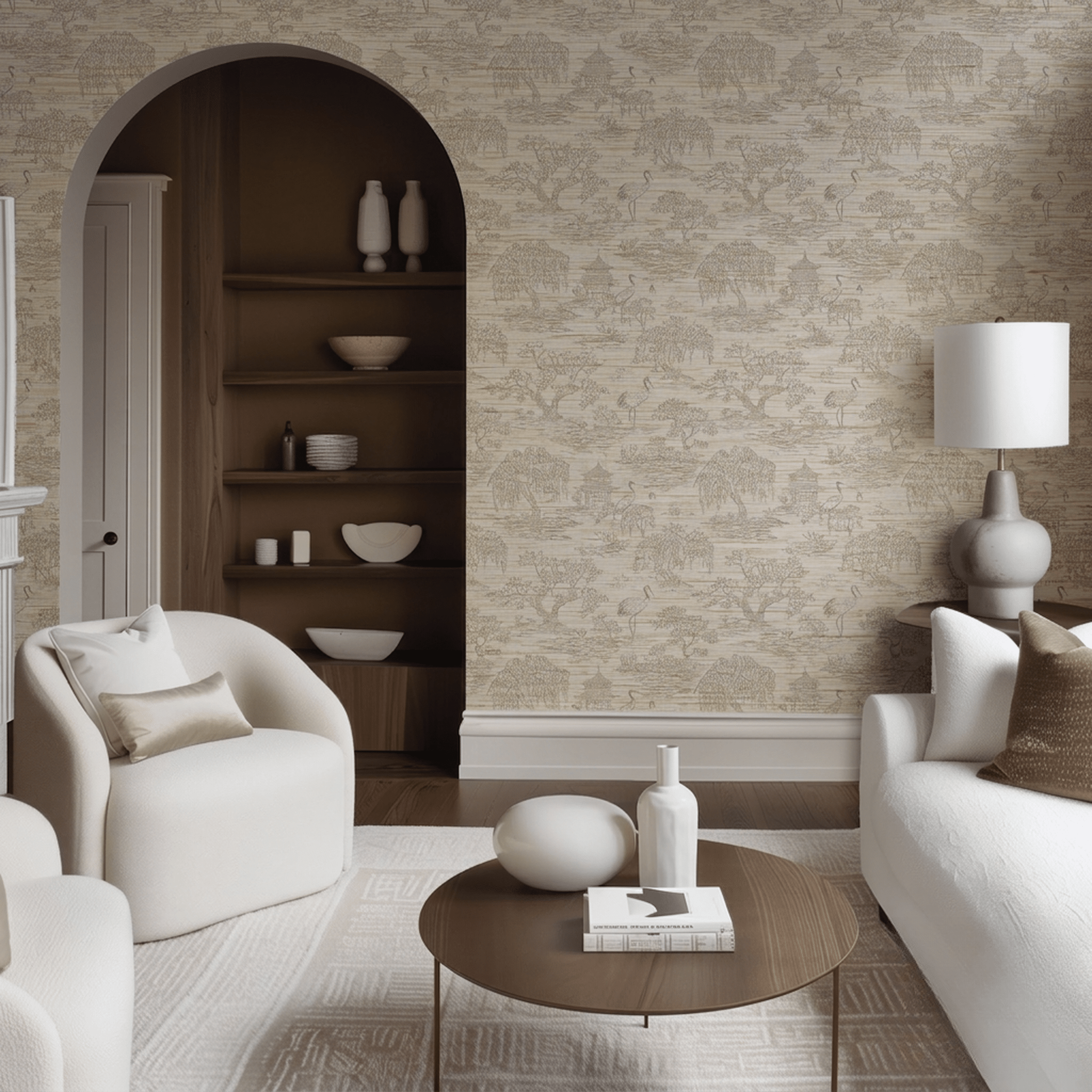 Stillwater Garden Faux Grasscloth Wallpaper - Painted Paper