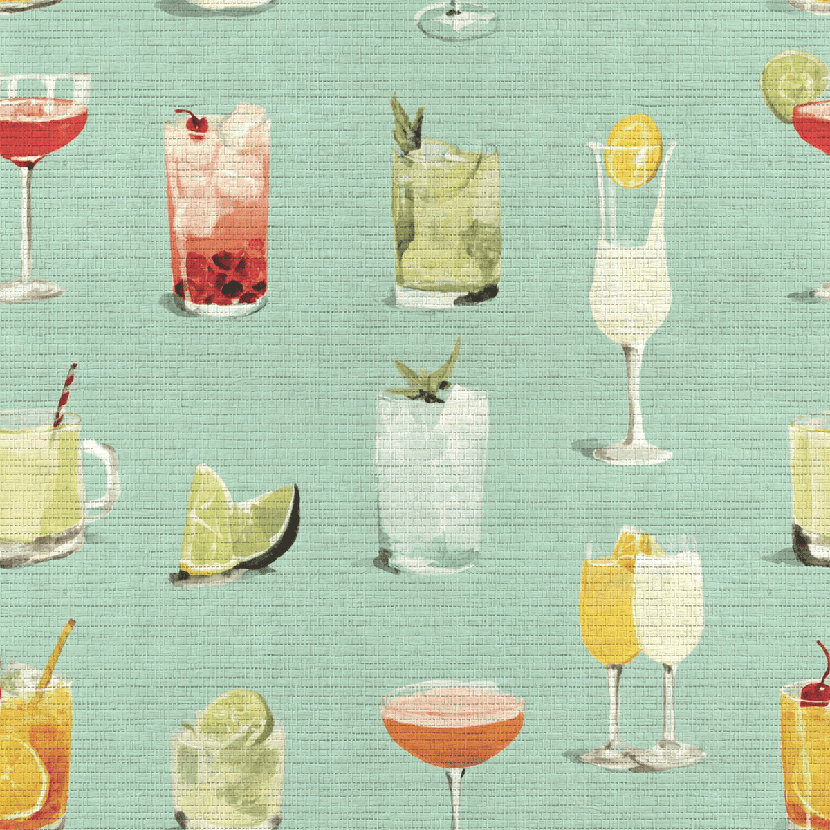Summertime Sips Faux Grasscloth Wallpaper - Painted Paper
