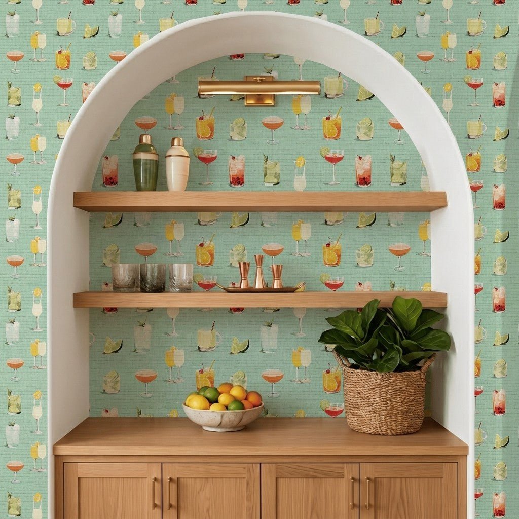Summertime Sips Faux Grasscloth Wallpaper - Painted Paper