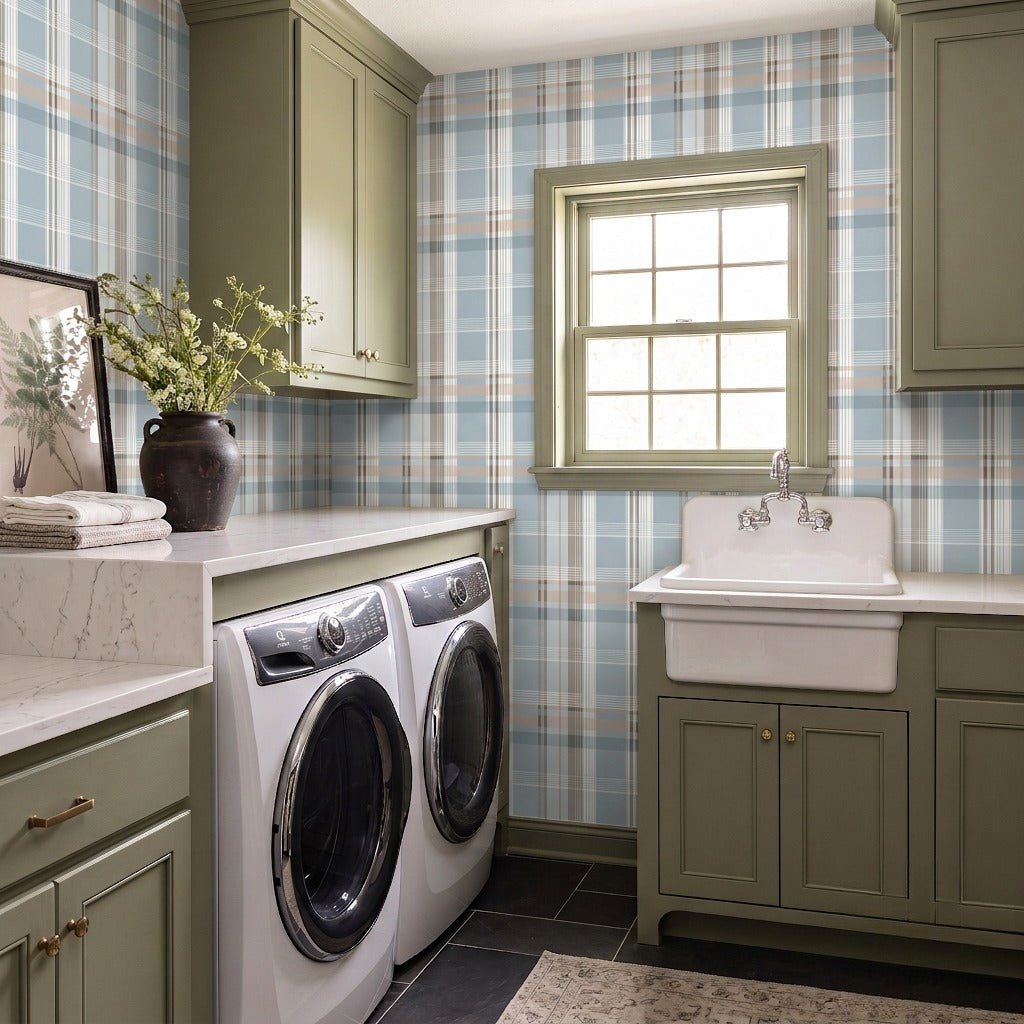 Sunday At Home Plaid Wallpaper - Painted Paper