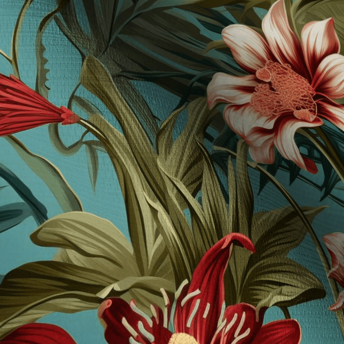 Tallulah Floral Faux Grasscloth Wallpaper - Painted Paper