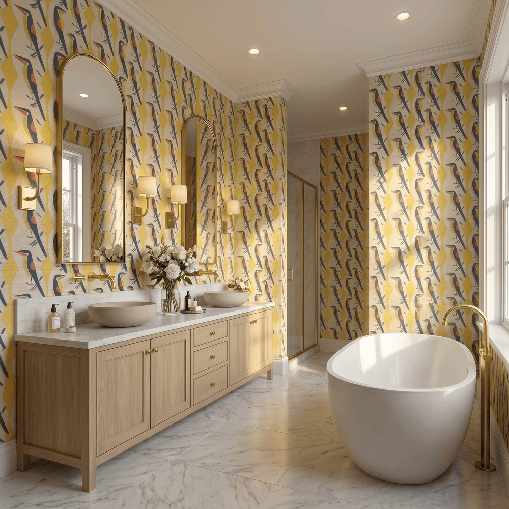 The Aviary Faux Grasscloth Wallpaper - Painted Paper