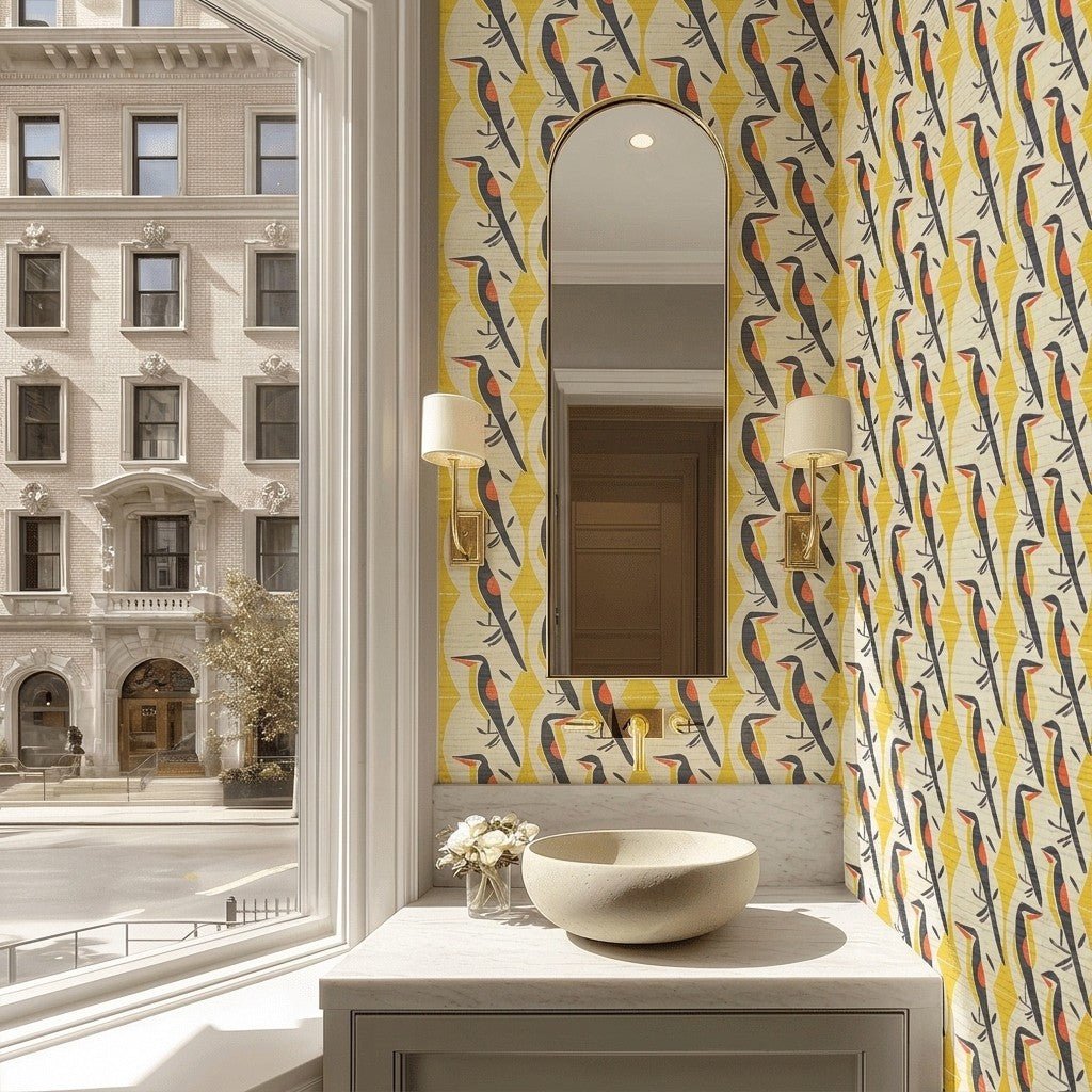 The Aviary Faux Grasscloth Wallpaper - Painted Paper