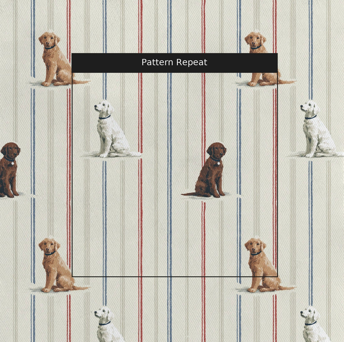 The Retriever Reunion - Fabric - Painted Paper