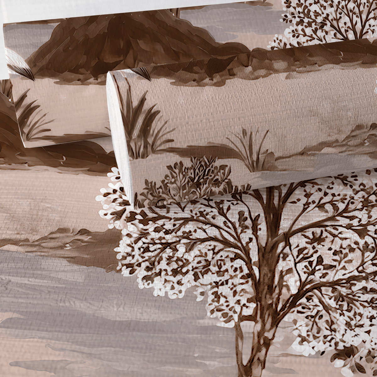 The Scenic Route - Neutral Faux Grasscloth Wallpaper - Painted Paper