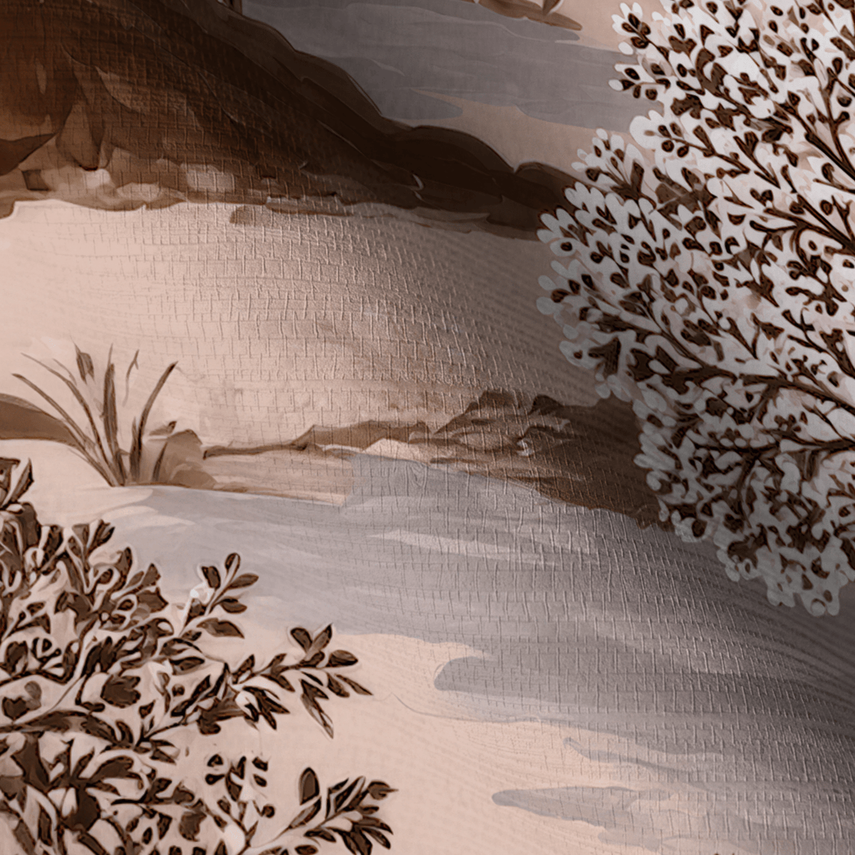 The Scenic Route - Neutral Faux Grasscloth Wallpaper - Painted Paper