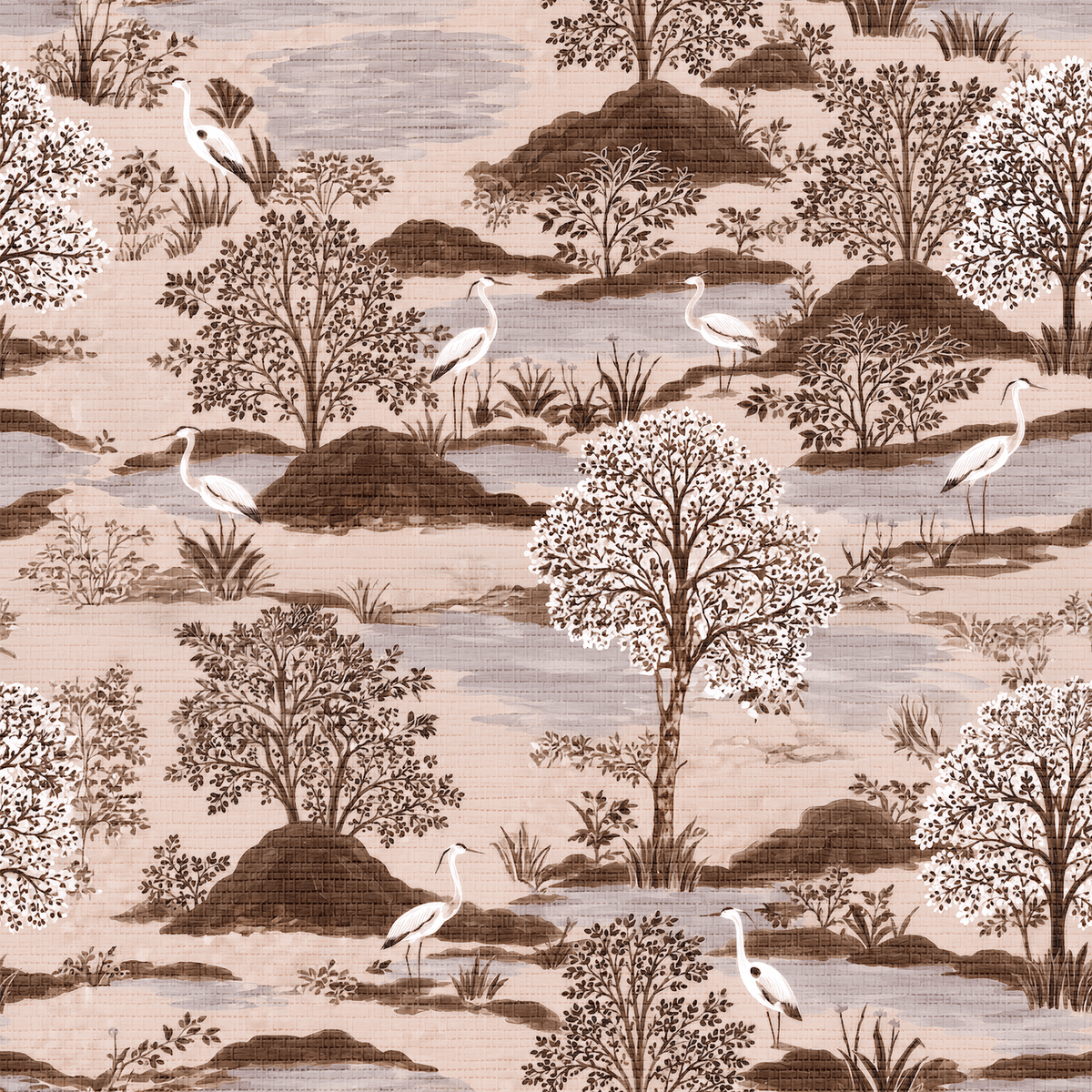 The Scenic Route - Neutral Faux Grasscloth Wallpaper - Painted Paper