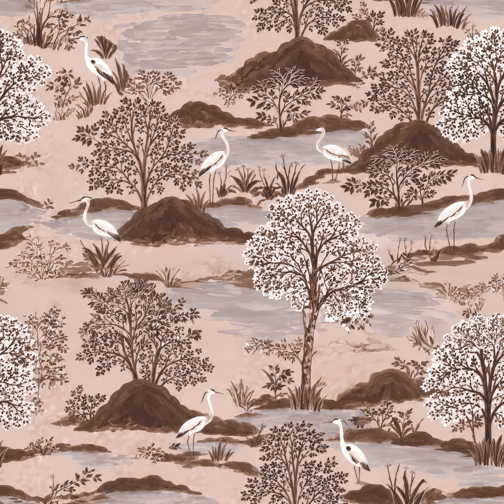 The Scenic Route - Neutral Wallpaper - Painted Paper