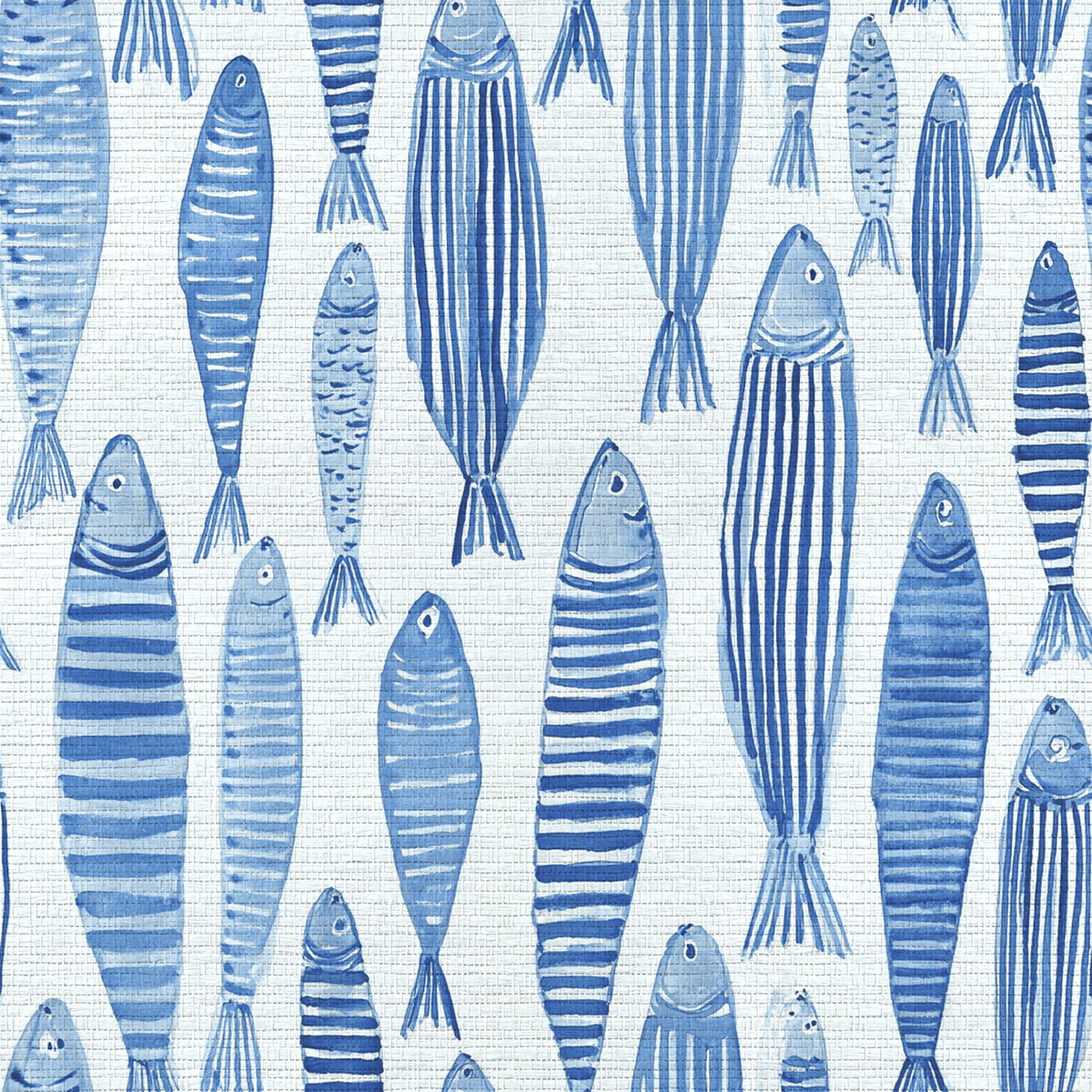 Tidal Fish Faux Grasscloth Wallpaper - Painted Paper