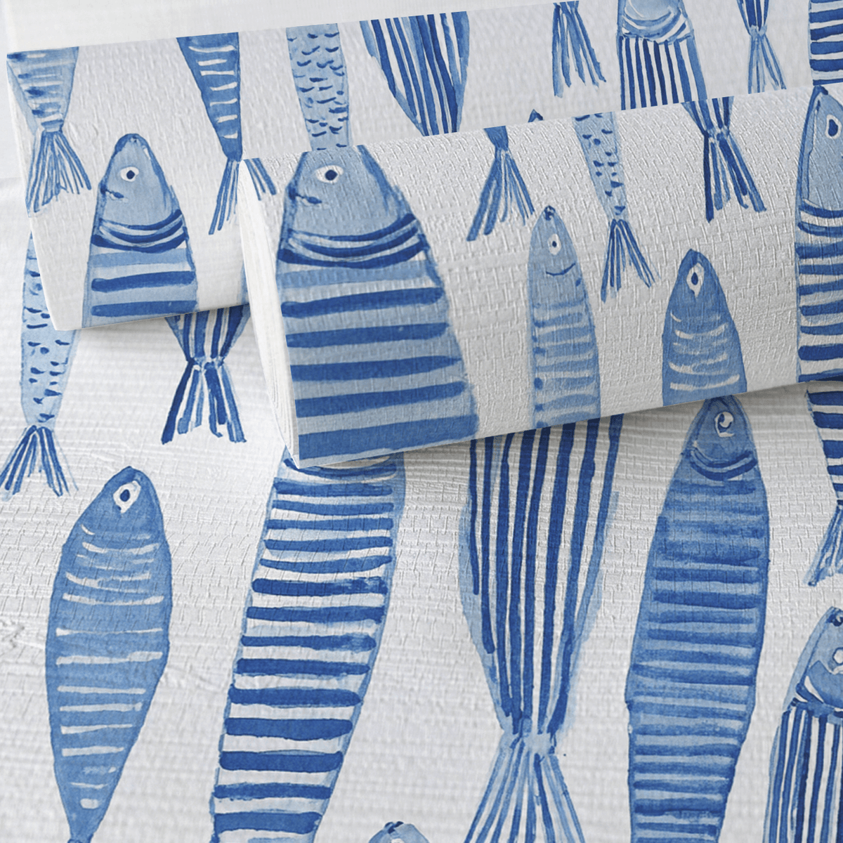 Tidal Fish Faux Grasscloth Wallpaper - Painted Paper