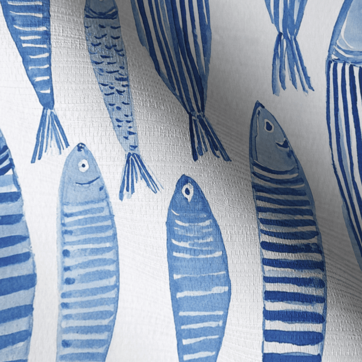 Tidal Fish Faux Grasscloth Wallpaper - Painted Paper