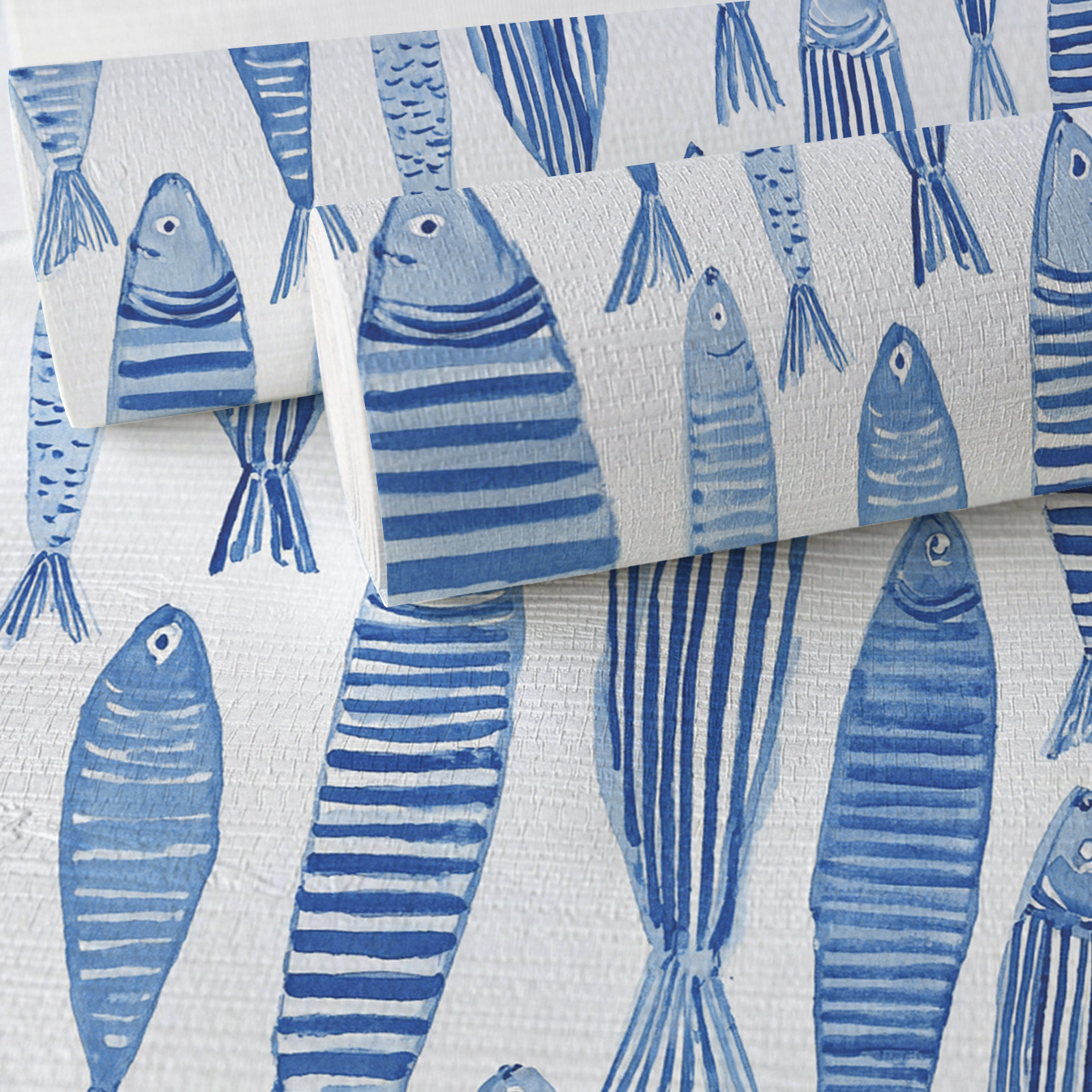 Tidal Fish Faux Grasscloth Wallpaper