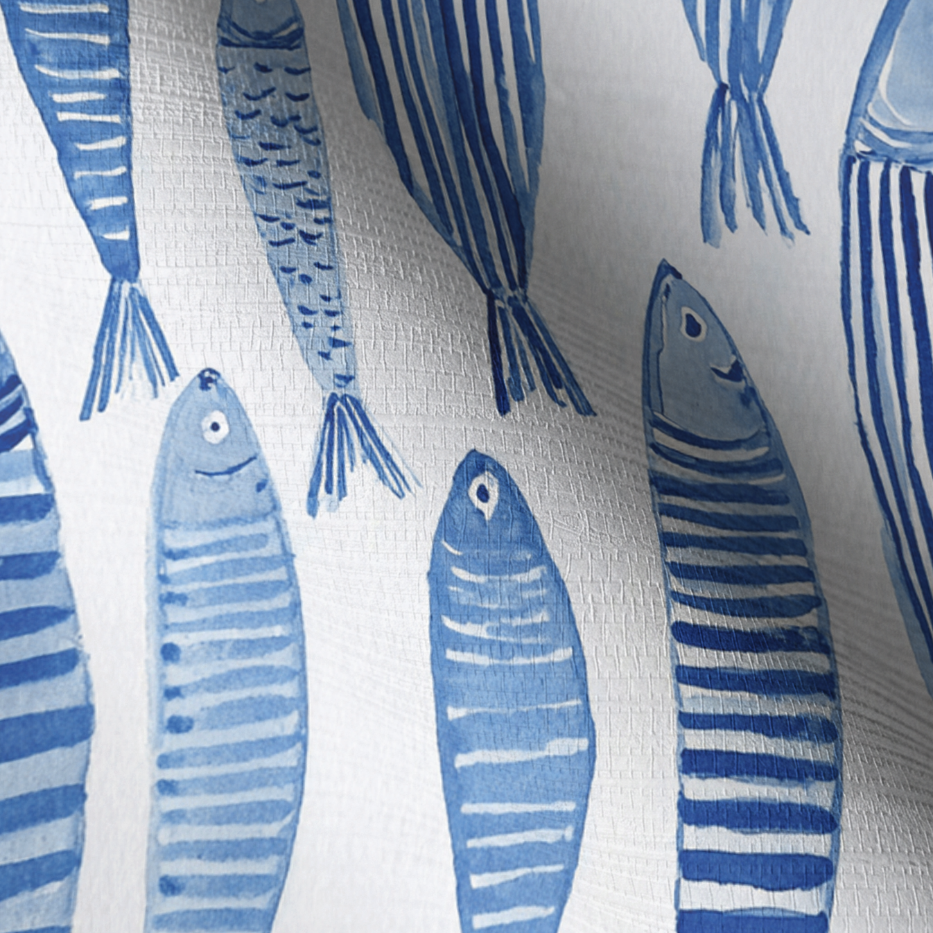 Tidal Fish Faux Grasscloth Wallpaper