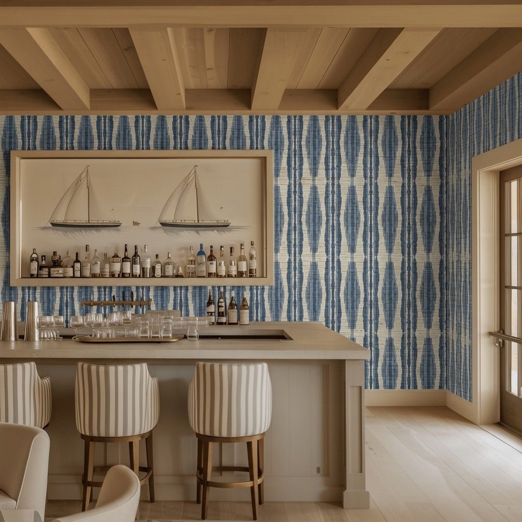 Tidal Ikat Faux Grasscloth Wallpaper - Painted Paper