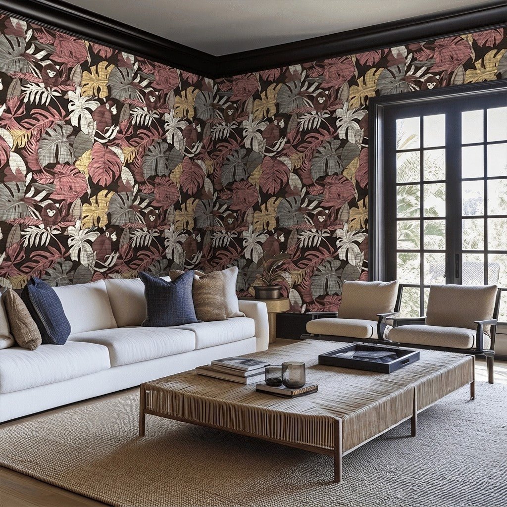Tiki Fig Faux Grasscloth Wallpaper - Painted Paper