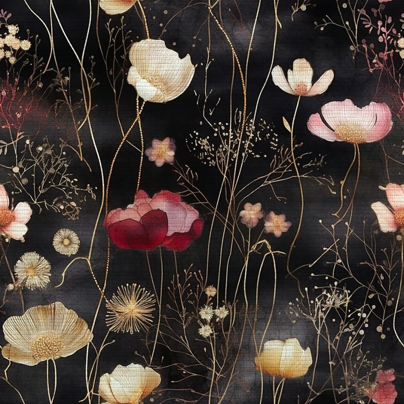 Tina Abstract Floral Faux Grasscloth Wallpaper