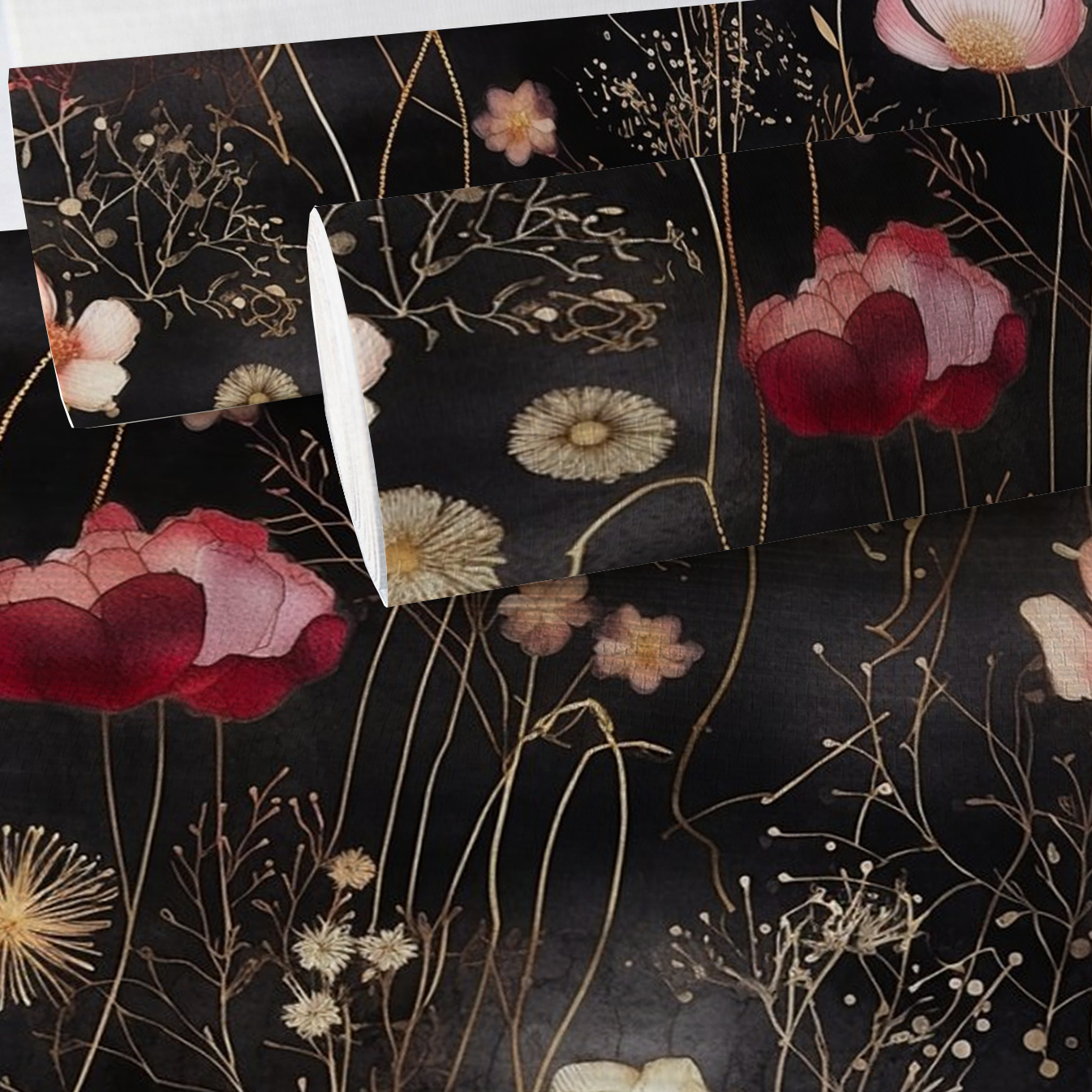 Tina Abstract Floral Faux Grasscloth Wallpaper