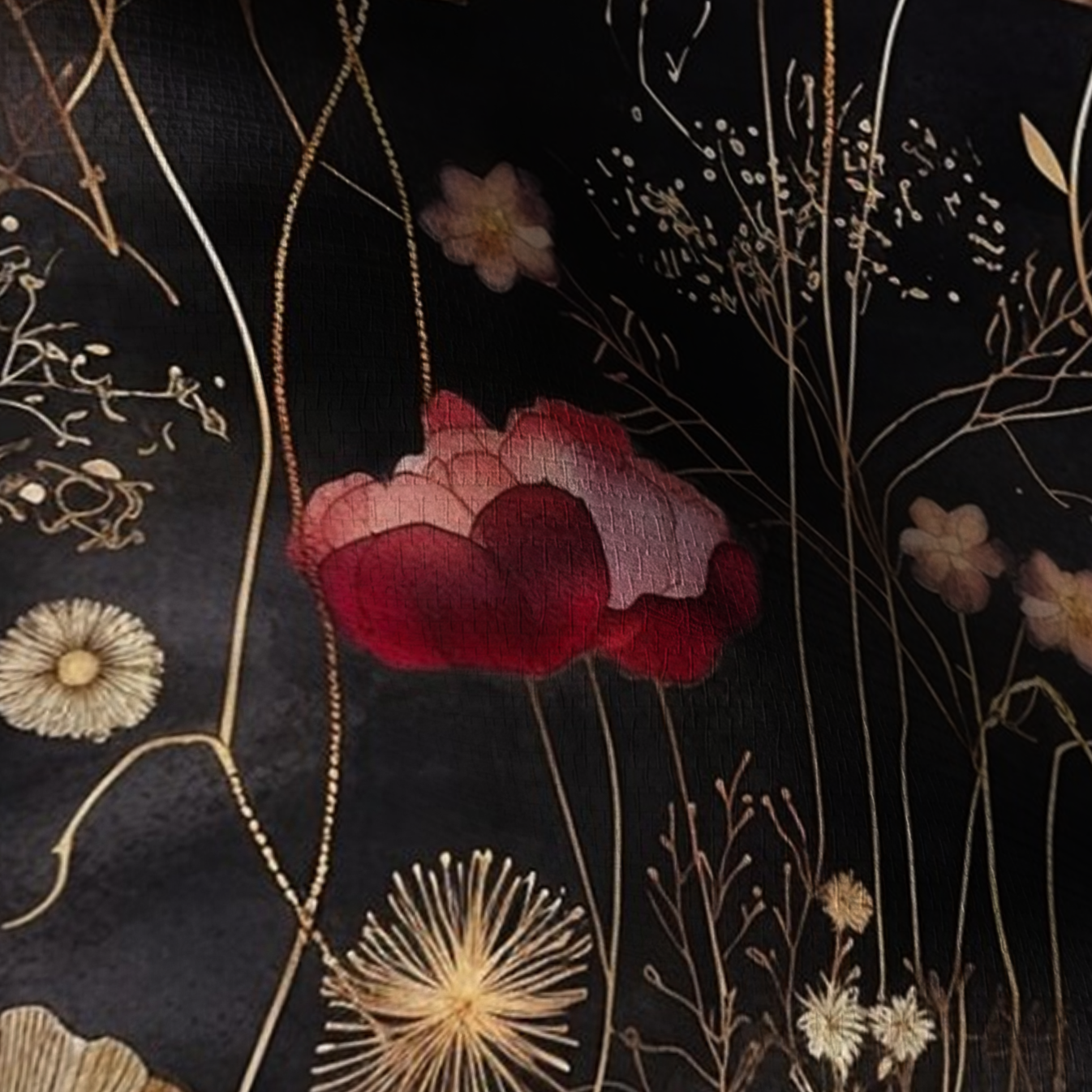 Tina Abstract Floral Faux Grasscloth Wallpaper