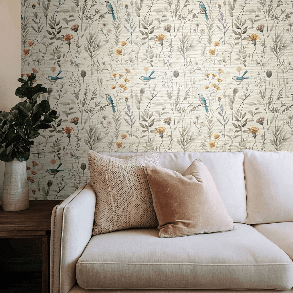 Trish Woodland Faux Grasscloth Wallpaper - Painted Paper