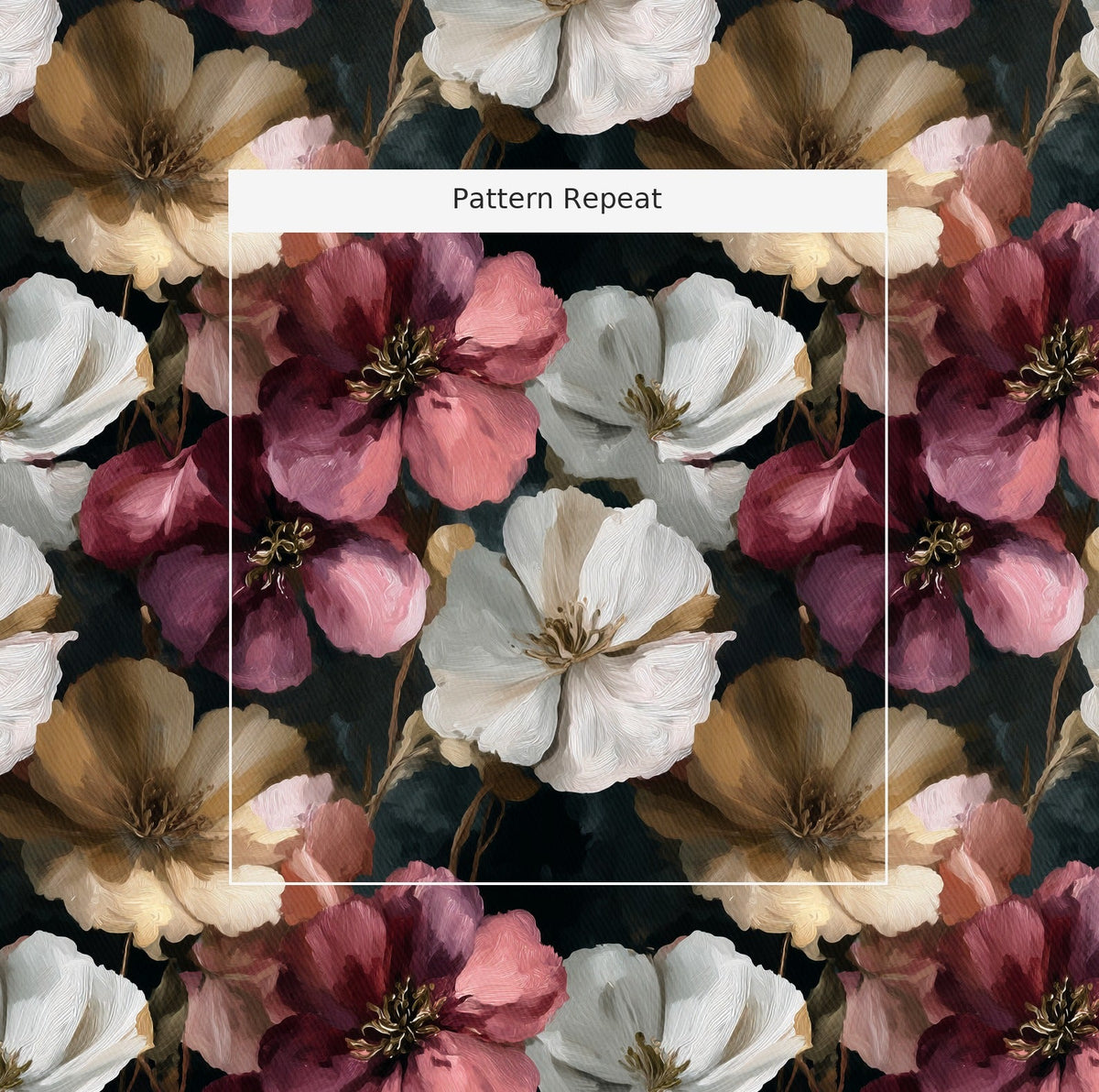 Velvet Blooms Pattern - Fabric - Painted Paper