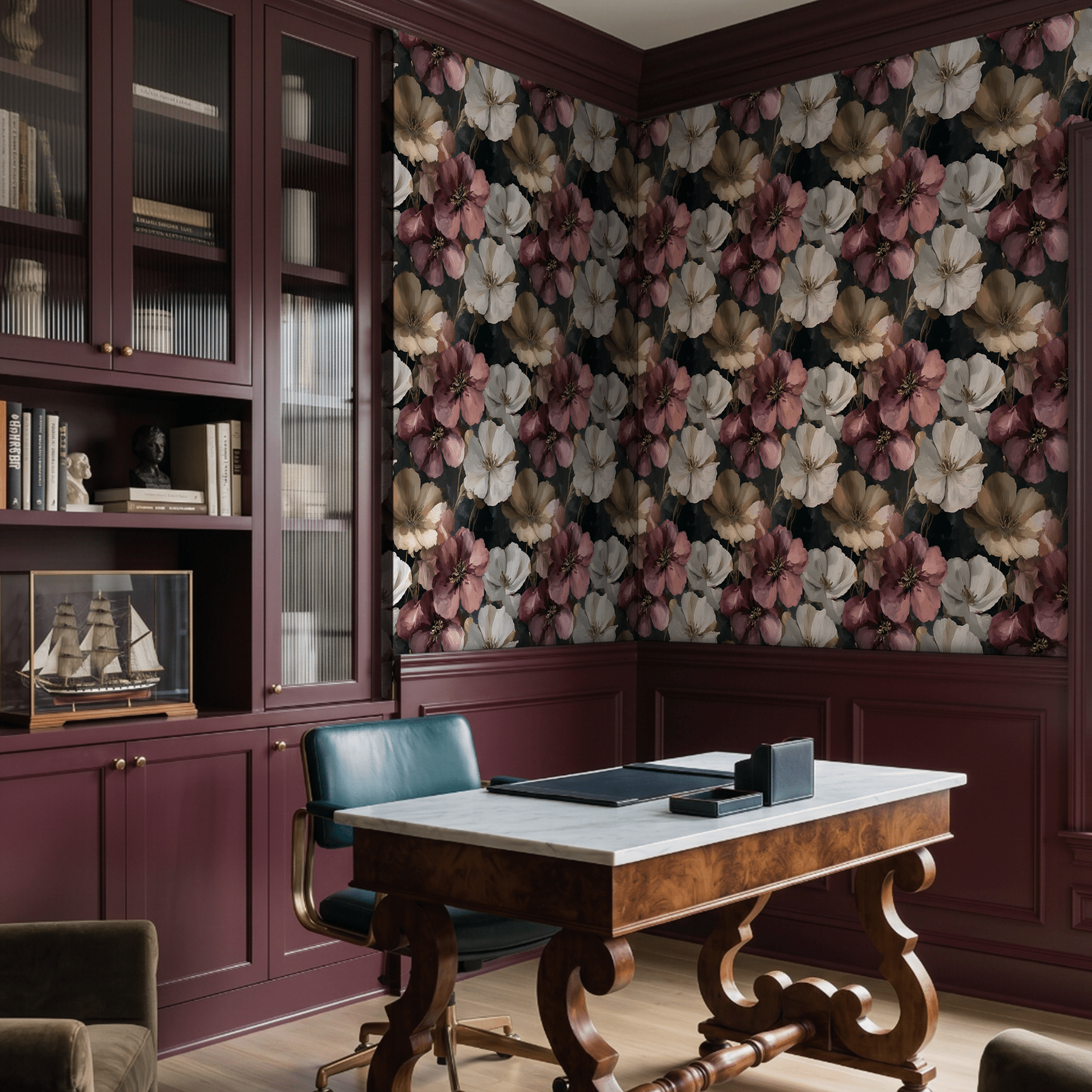 Velvet Blooms Pattern Wallpaper - Painted Paper