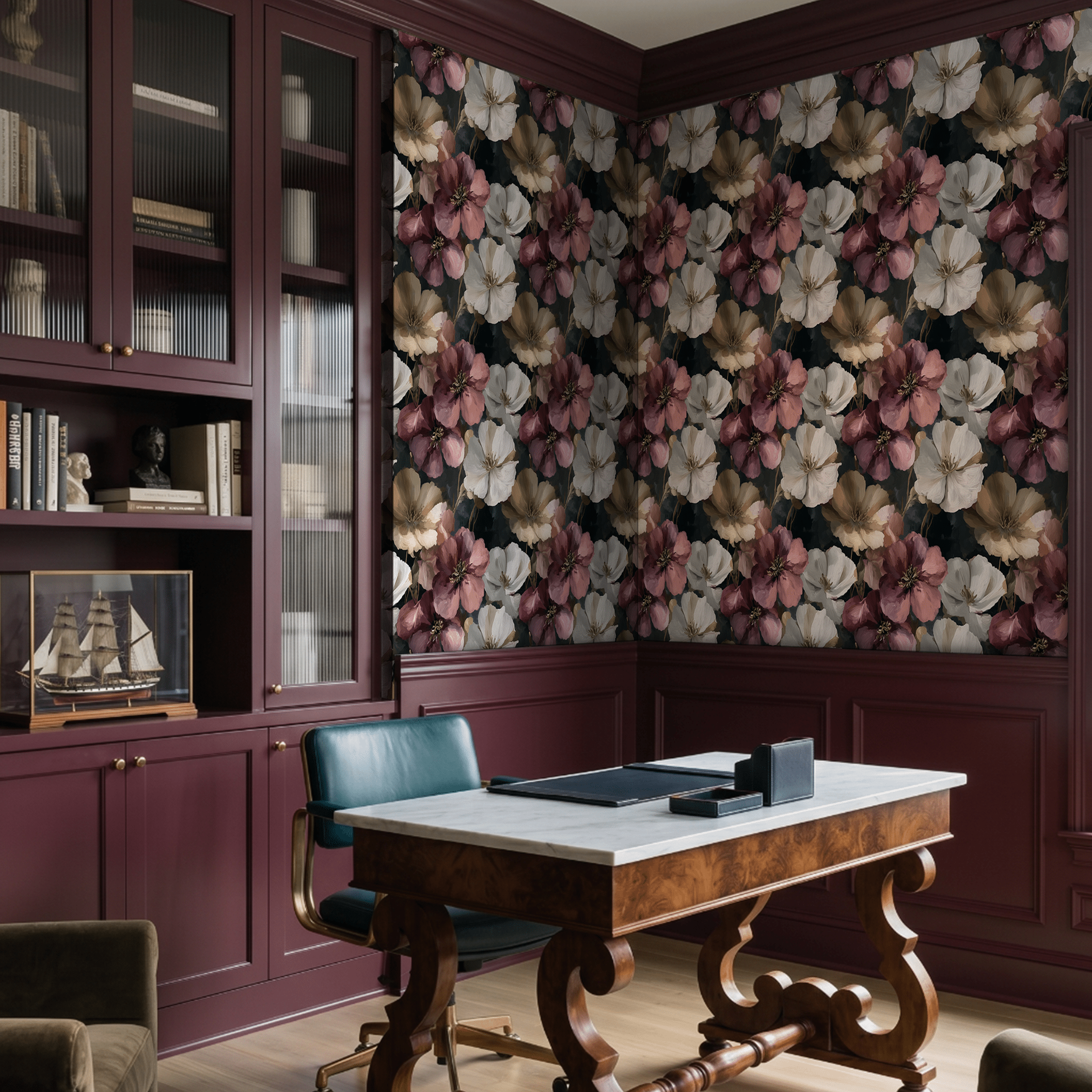 Velvet Blooms Pattern Wallpaper - Painted Paper